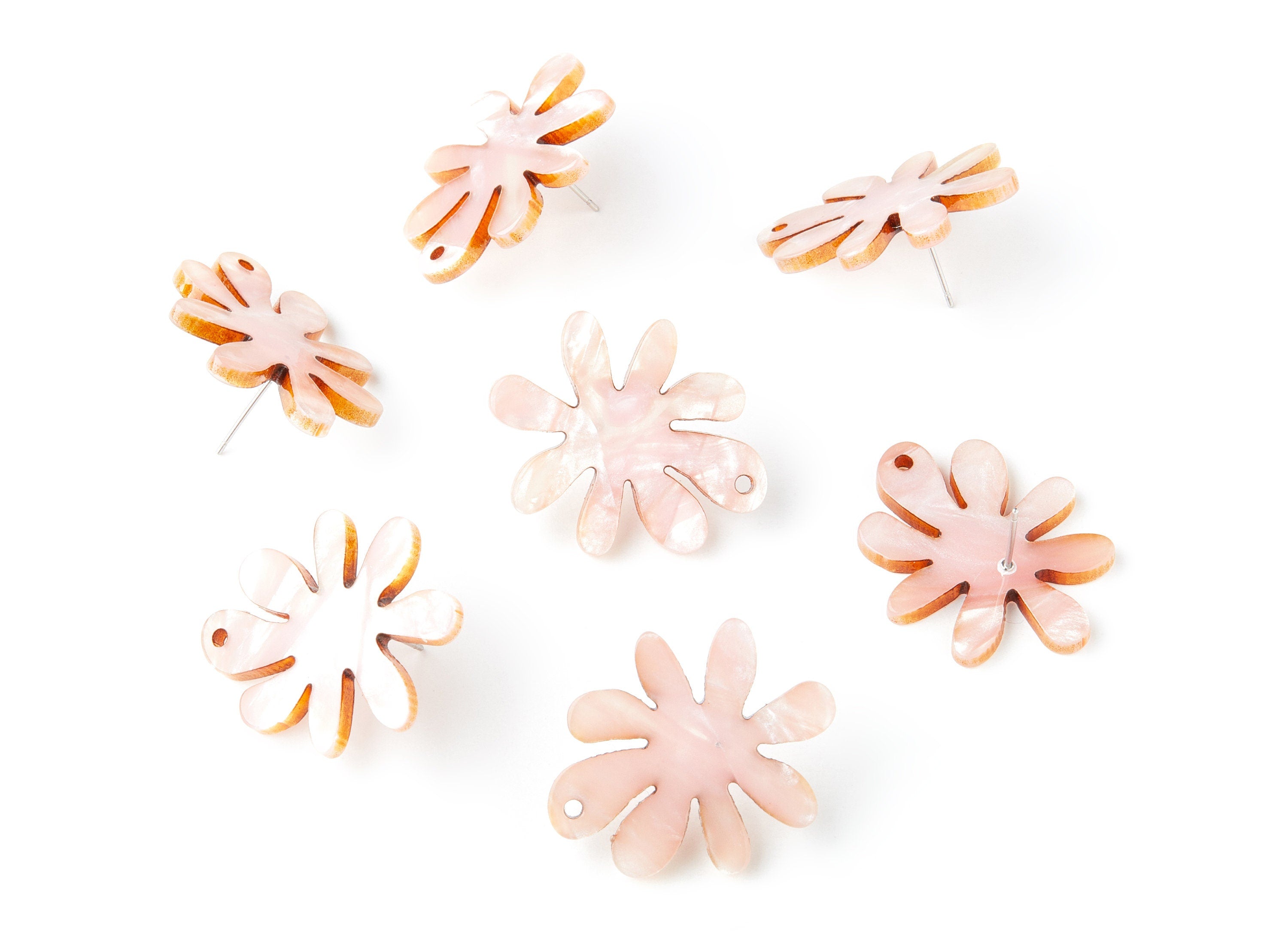 Acrylic Flower Earring Post - Flower Earring Stud - Earring Post - Jewelry Supplies - Color Code: A238 - 31.92x26.63x3.16mm - AC1389C - DOMEDBAZAAR