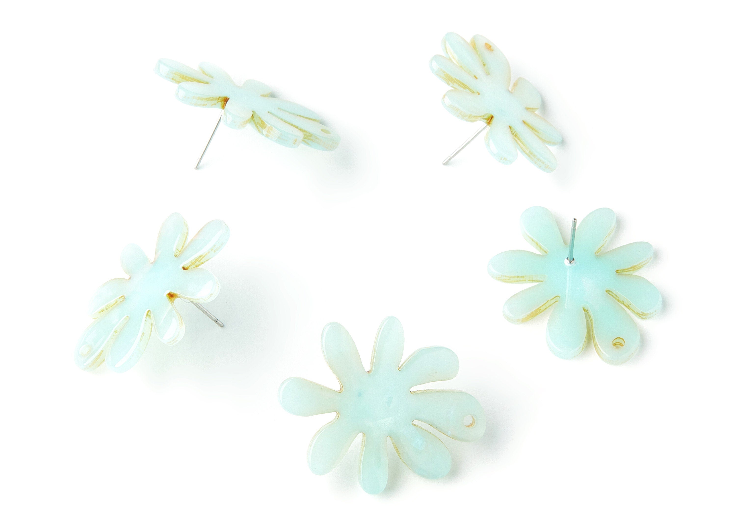 Acrylic Flower Earring Post - Flower Earring Stud - Earring Post - Jewelry Supplies - Color Code: A236 - 31.92x26.63x3.16mm - AC1389B - DOMEDBAZAAR