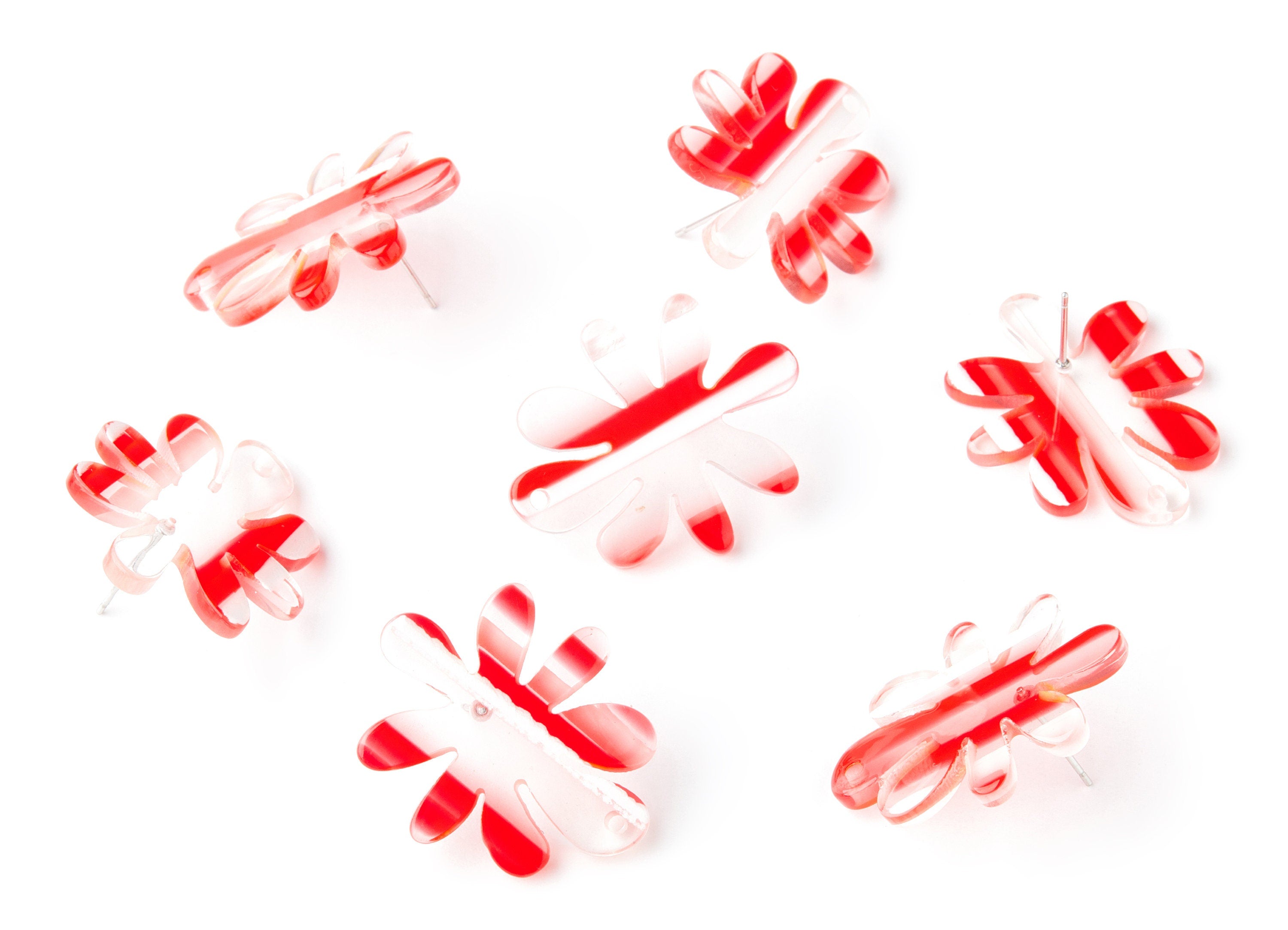 Acrylic Flower Earring Post - Flower Earring Stud - Earring Post - Jewelry Supplies - Color Code: A171 - 31.92x26.63x3.16mm - AC1389D - DOMEDBAZAAR