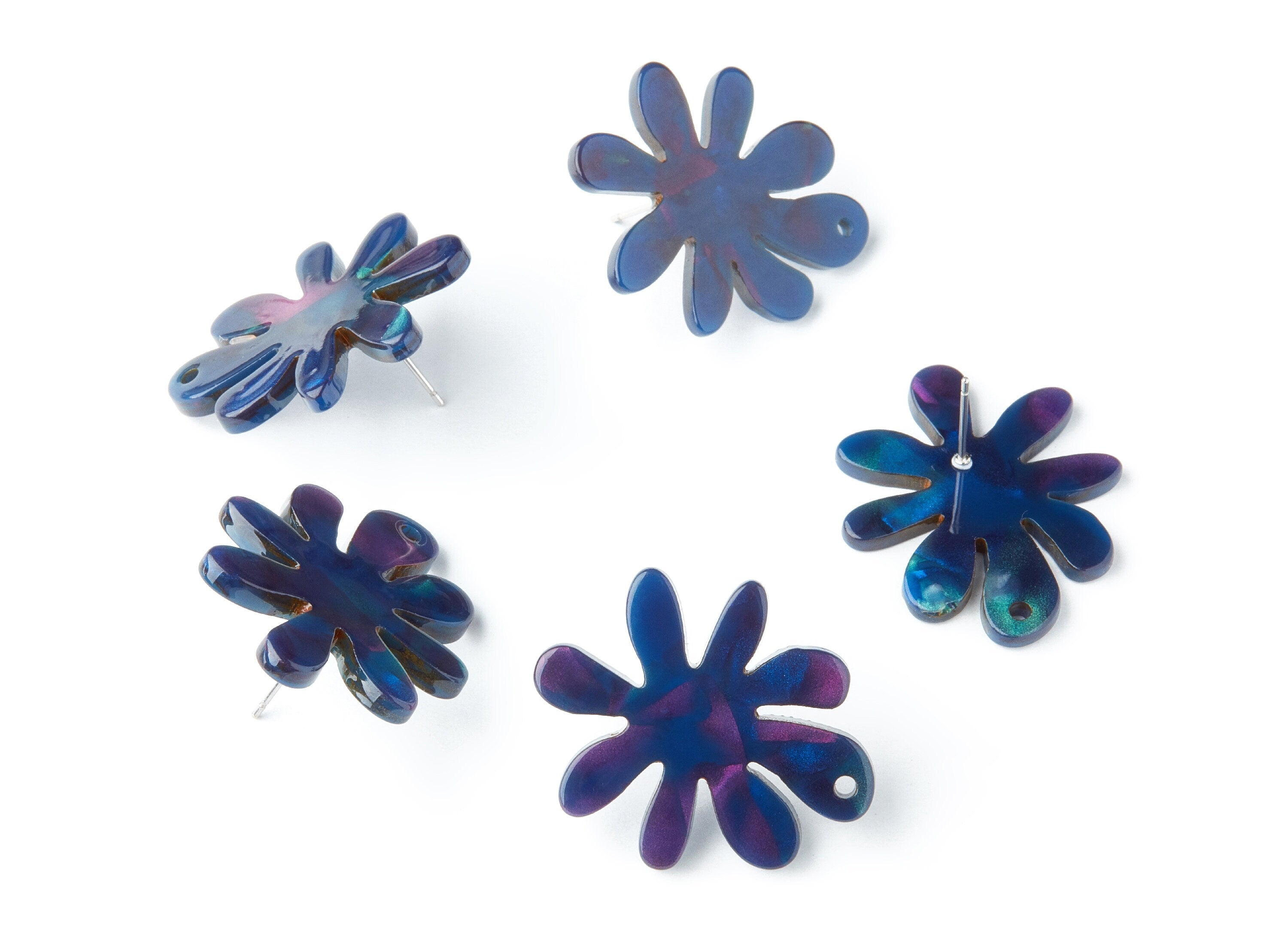 Acrylic Flower Earring Post - Flower Earring Stud - Earring Post - Jewelry Supplies - Color Code: A237 - 31.92x26.63x3.16mm - AC1389E - DOMEDBAZAAR