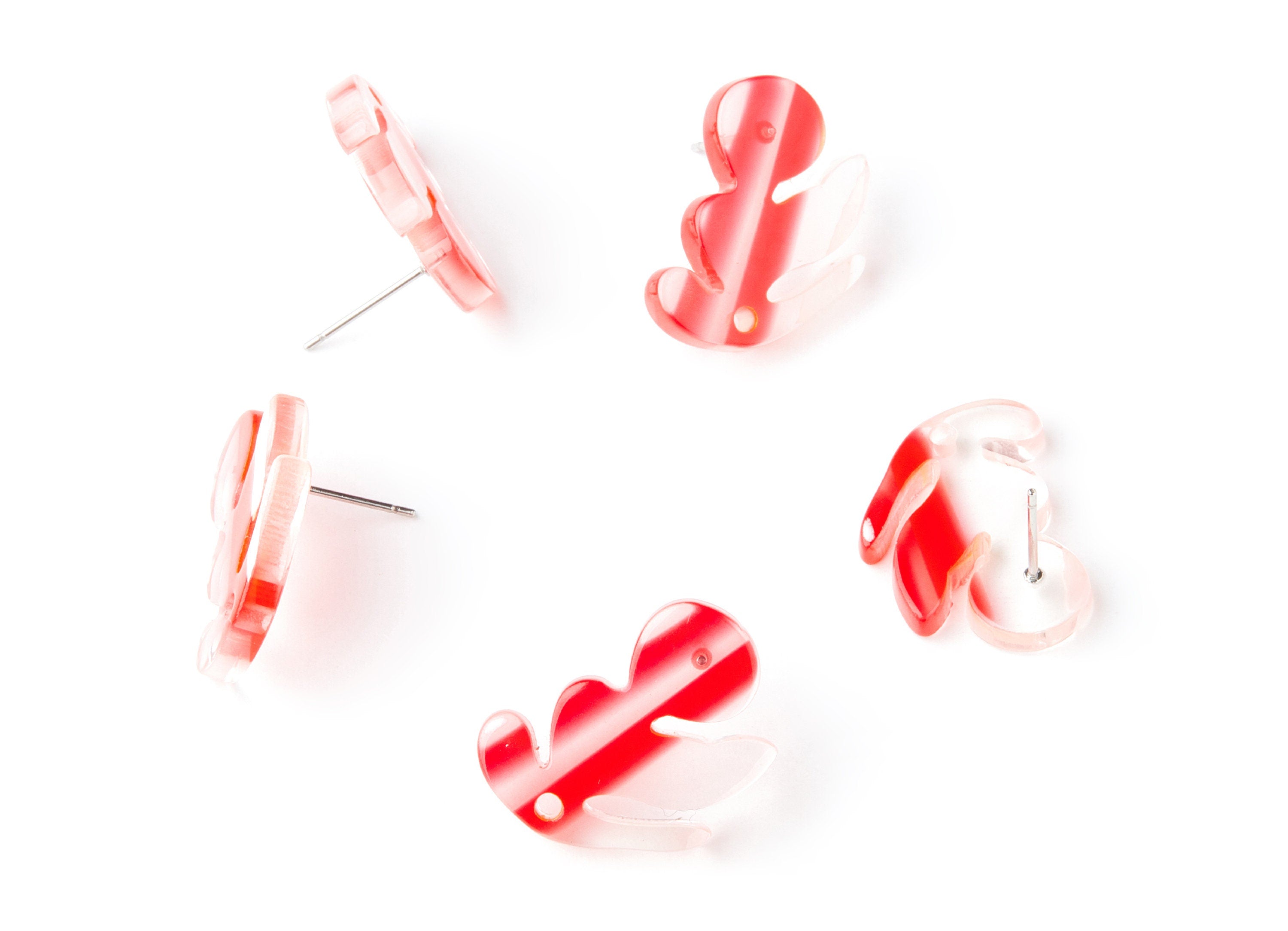 Acrylic Leaf Earring Post - Acrylic Leaf Earring Stud - Earring Post - Jewelry Supplies - Color Code: A171 - 21.72x16.3x2.5mm - AC1386D - DOMEDBAZAAR