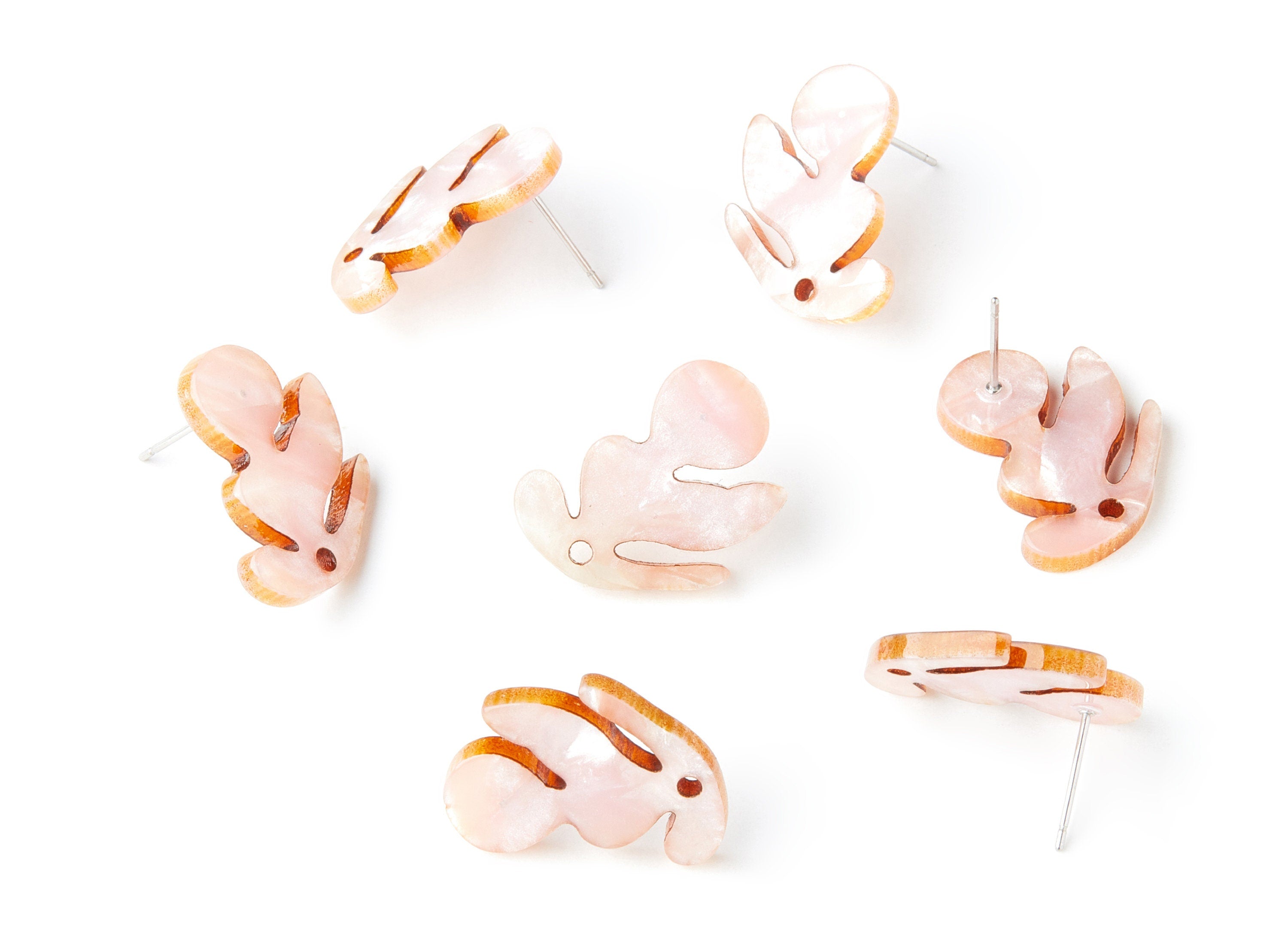 Acrylic Leaf Earring Post - Leaf Earring Stud - Earring Post - Jewelry Supplies - Color Code: A238 - 21.72x16.3x2.5mm - AC1386A - DOMEDBAZAAR