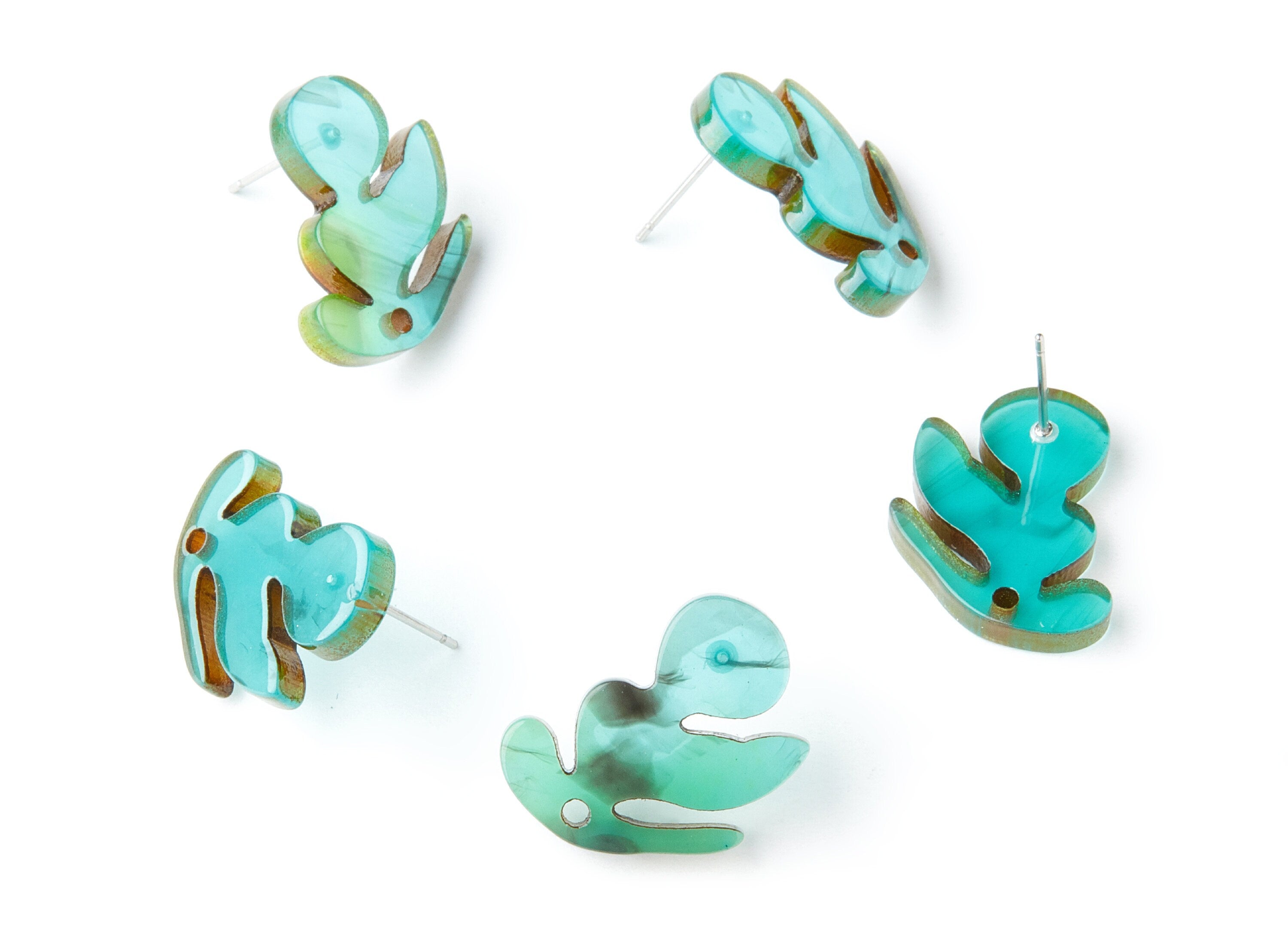 Acrylic Leaf Earring Post - Acrylic Leaf Earring Stud - Earring Post - Jewelry Supplies - Color Code: A235 - 21.72x16.3x2.5mm - AC1386B - DOMEDBAZAAR