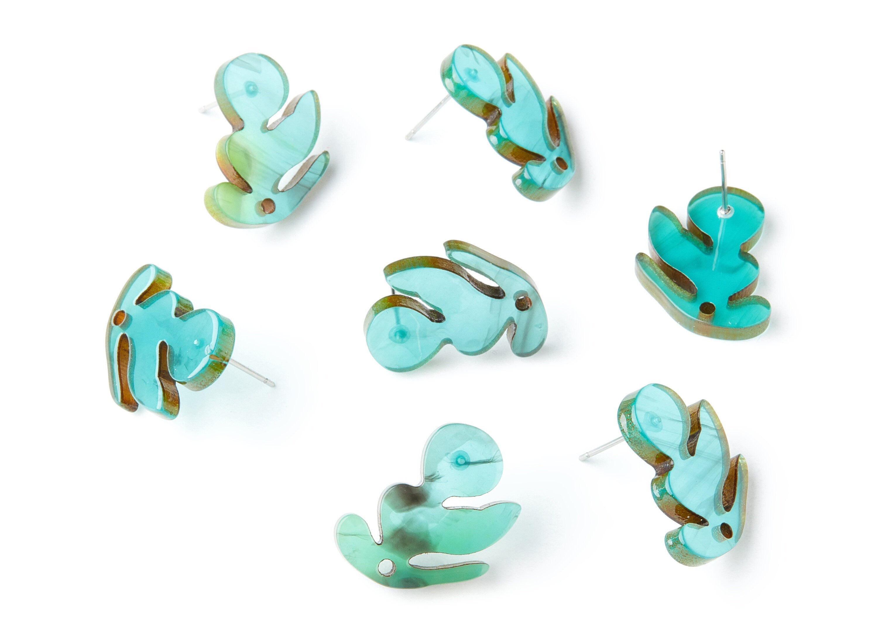 Acrylic Leaf Earring Post - Acrylic Leaf Earring Stud - Earring Post - Jewelry Supplies - Color Code: A235 - 21.72x16.3x2.5mm - AC1386B - DOMEDBAZAAR