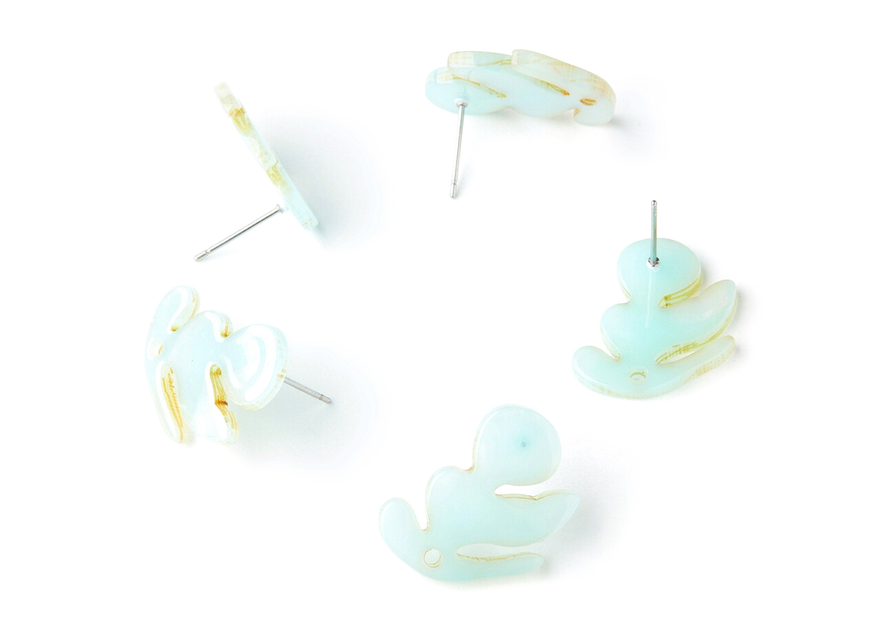 Acrylic Leaf Earring Post - Leaf Earring Stud - Earring Post - Jewelry Supplies - Color Code: A236 - 21.72x16.3x2.5mm - AC1386C - DOMEDBAZAAR