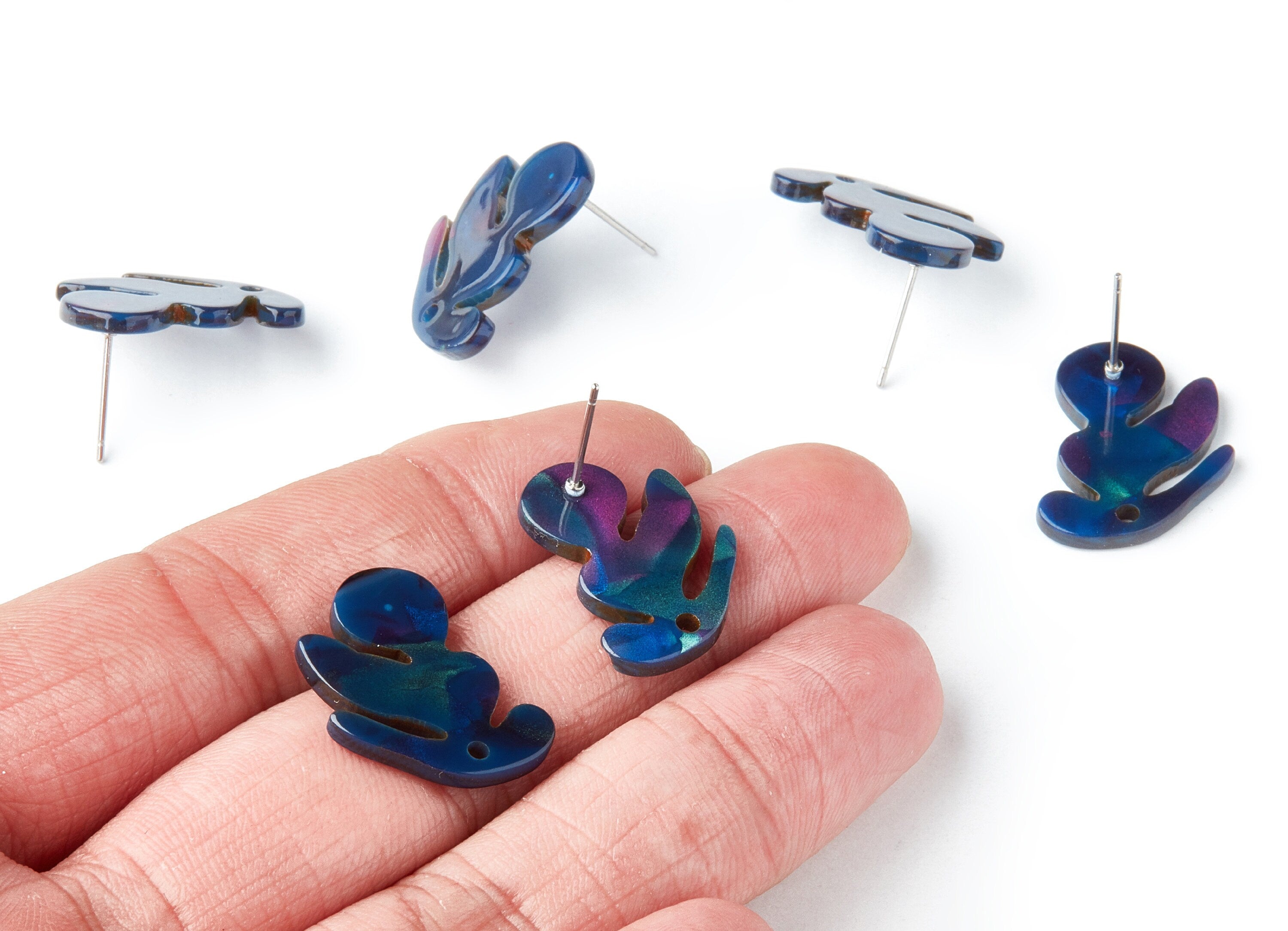 Acrylic Leaf Earring Post - Acrylic Leaf Earring Stud - Earring Post - Jewelry Supplies - Color Code: A237 - 21.72x16.3x2.5mm - AC1386F - DOMEDBAZAAR