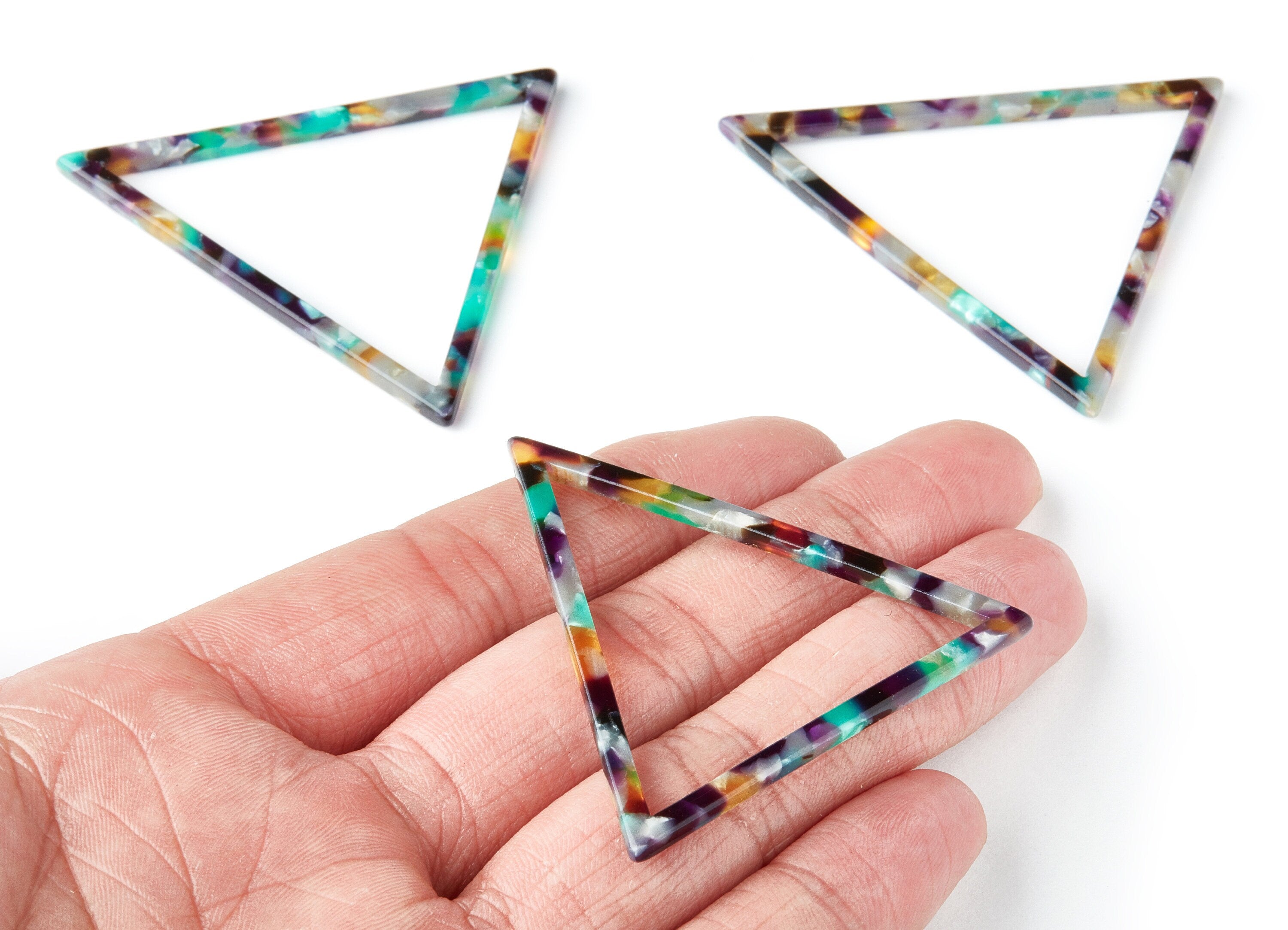 Acetate Triangle Earring Charms - Triangle Pendant - Earring Findings - Jewelry Supplies - Color Code: A50 - 57.7x51.4x2.7mm - AC1374B - DOMEDBAZAAR