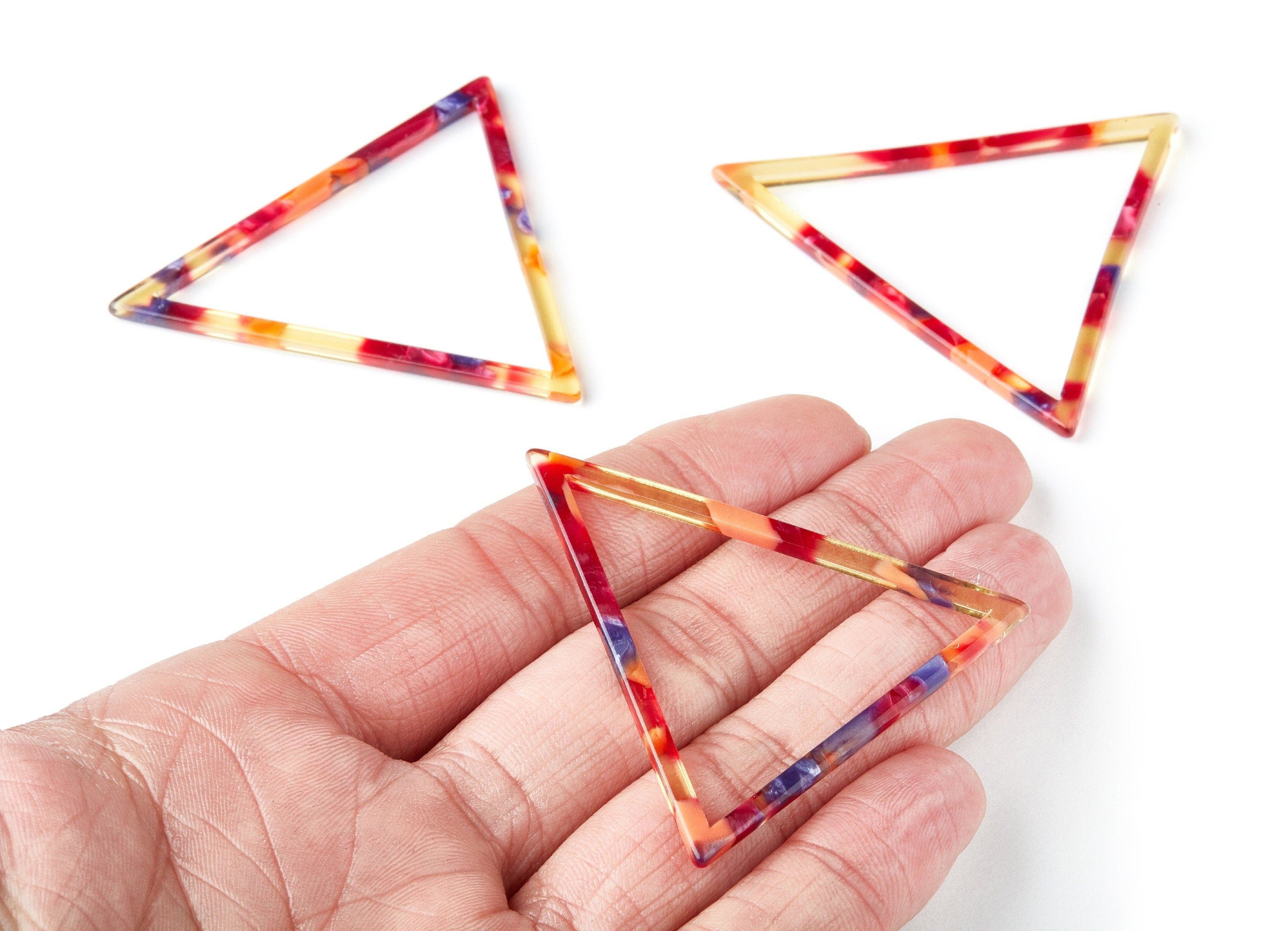 Acetate Triangle Earring Charm - Triangle Shaped Pendant - Earring Findings - Jewelry Supplies - Color Code: A44 - 57.7x51.4x2.7mm - AC1374G - DOMEDBAZAAR