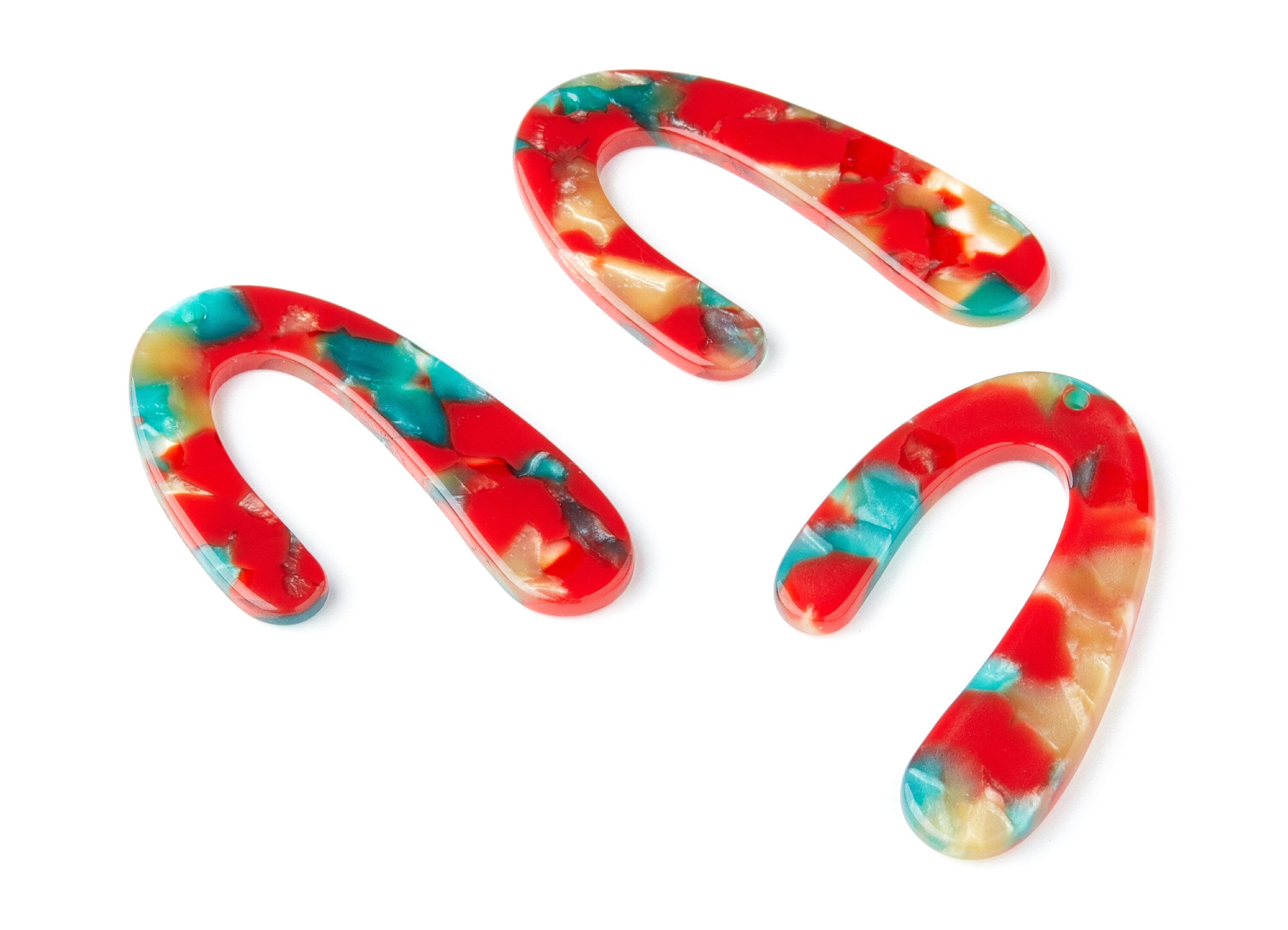 Acetate U Earring Charms - U Shaped Pendant - Earring Findings - Jewelry Supplies - Color Code:A46 - 44.5x27x2.68mm - AC1363O - DOMEDBAZAAR