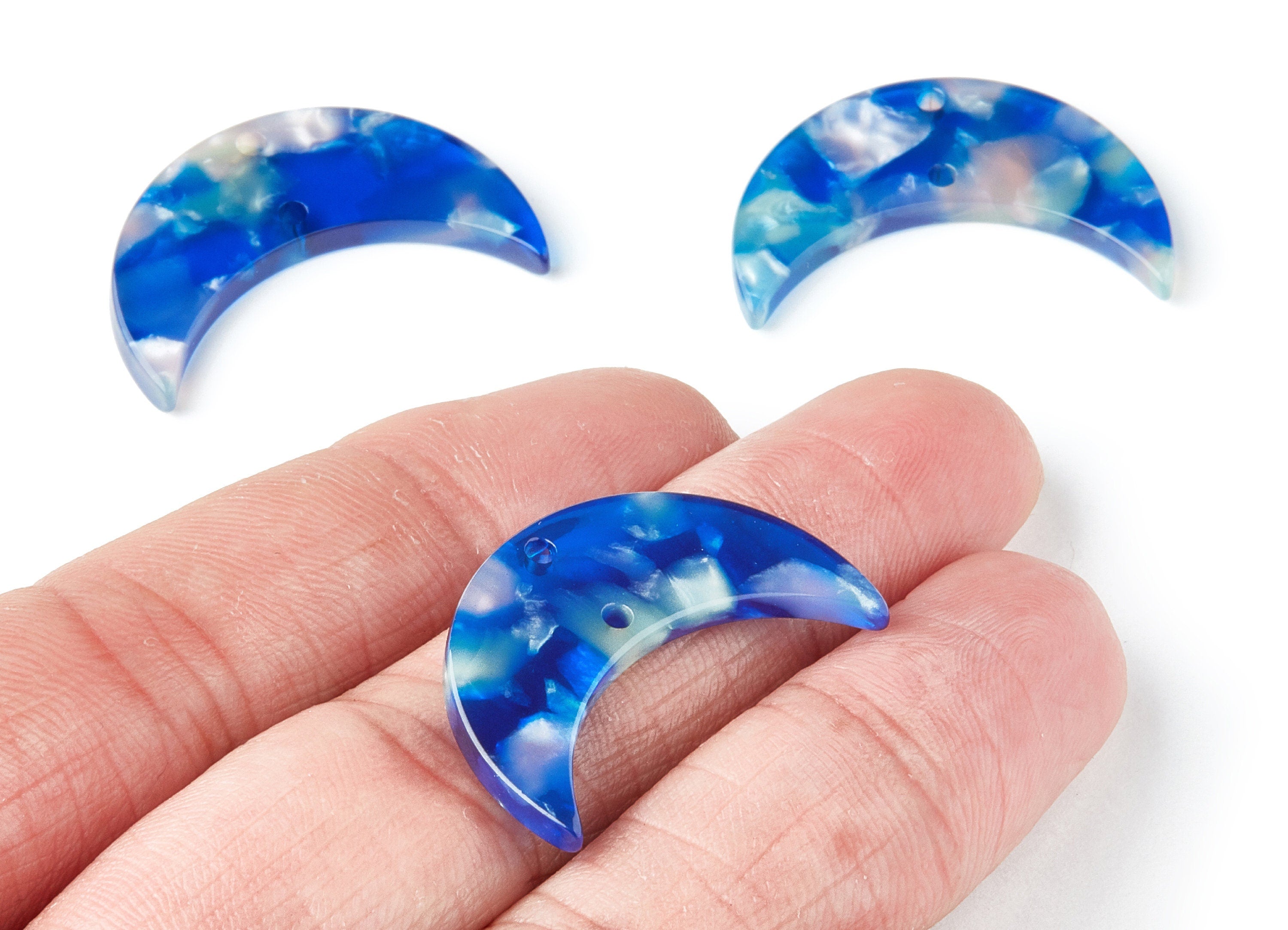 Acetate Moon Connector - Two Holes - Moon Earring and Pendant - Jewelry Supplys - Color Code: A37 - 29.8x19.24x2.77mm - AC1110UU - DOMEDBAZAAR