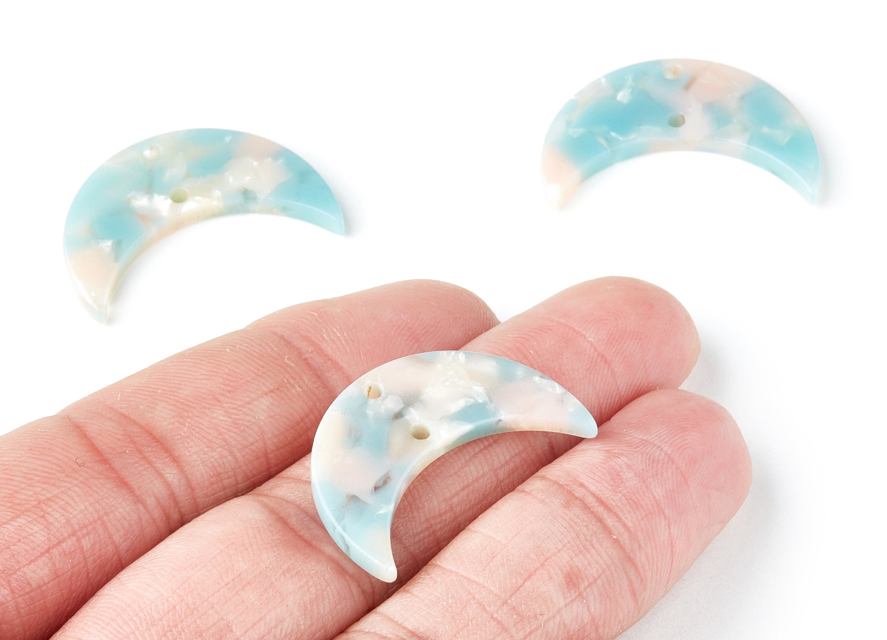 Acetate Moon Connector - Two Holes - Moon Earring and Pendant - Jewelry Supplys - Color Code: A36 - 29.8x19.24x2.77mm - AC1110WW - DOMEDBAZAAR