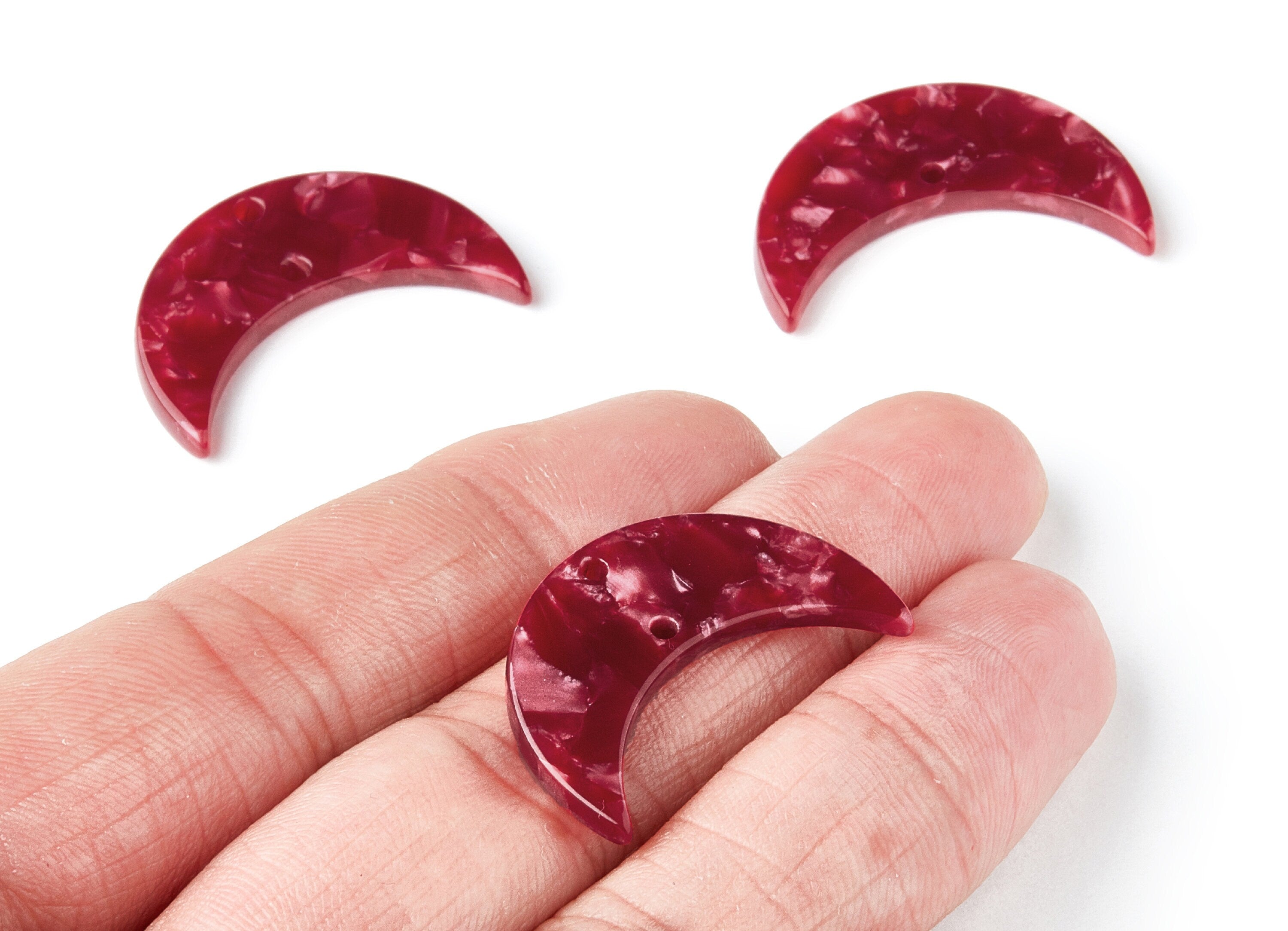 Acetate Moon Connector - Two Holes - Moon Earring and Pendant - Jewelry Supplys - Color Code: A47 - 29.8x19.24x2.77mm - AC1110XX - DOMEDBAZAAR