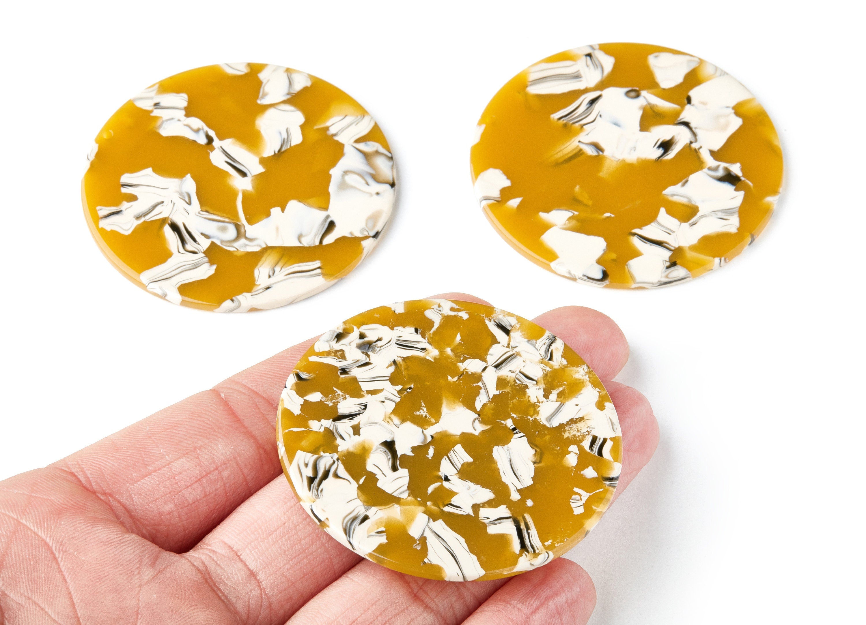 Acetate Round Earring Charms - Circle Shaped Pendant - Earring Findings - Jewelry Supplies - Color Code: A14 - 52.66x52.66x2.63mm - AC1394A - DOMEDBAZAAR