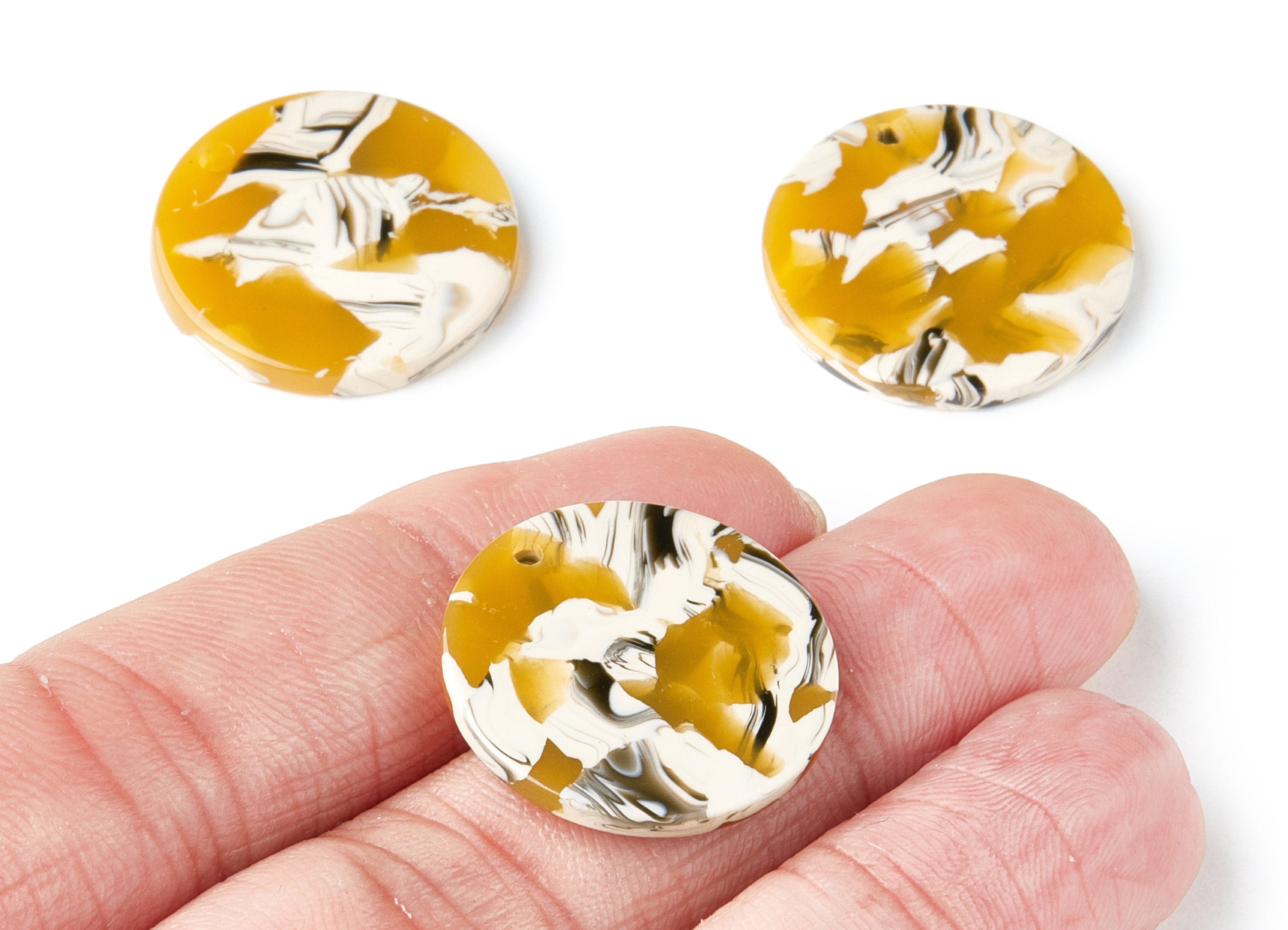 Acetate Round Earring Charms - Circle Shaped Pendant - Earring Findings - Jewelry Supplies - Color Code: A14 - 22.6x22.6x2.64mm - AC1585-A14 - DOMEDBAZAAR