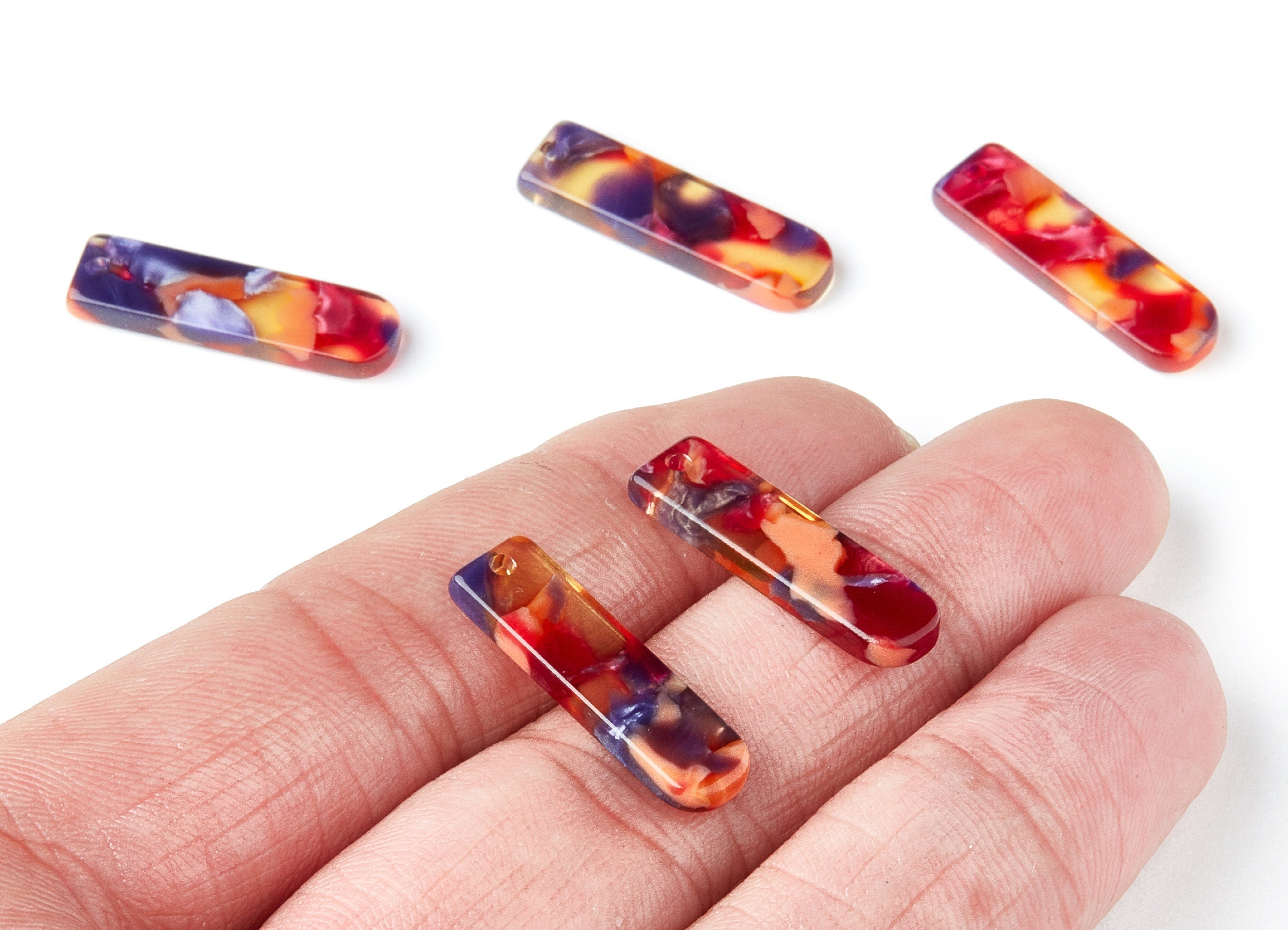 Acetate Bar Earring Charms - Bar Shaped Pendant - Earring Findings - Jewelry Supplies - Color Code: A44 - 23.65x6.74x2.6mm - AC1354D - DOMEDBAZAAR