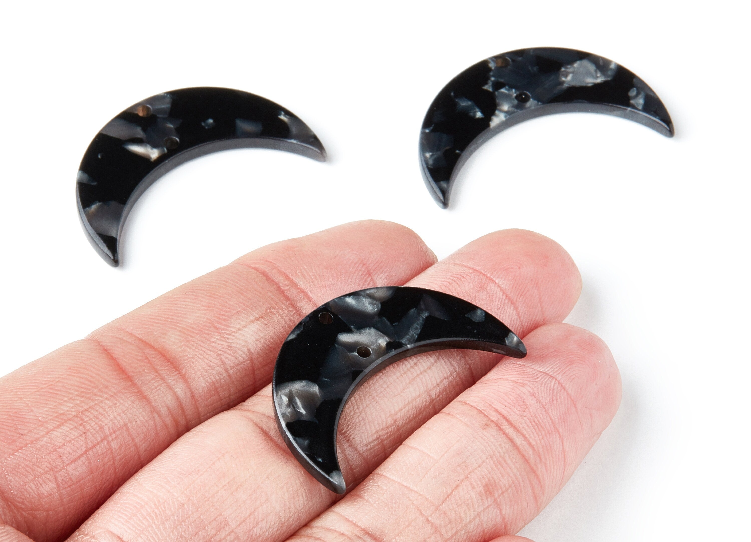 Acetate Moon Earring Charms - Acrylic Moon Pendant - Earring Findings - Jewelry Supplies - Color Code: A48 - 34.71x21.66x2.87mm - AC1366P - DOMEDBAZAAR