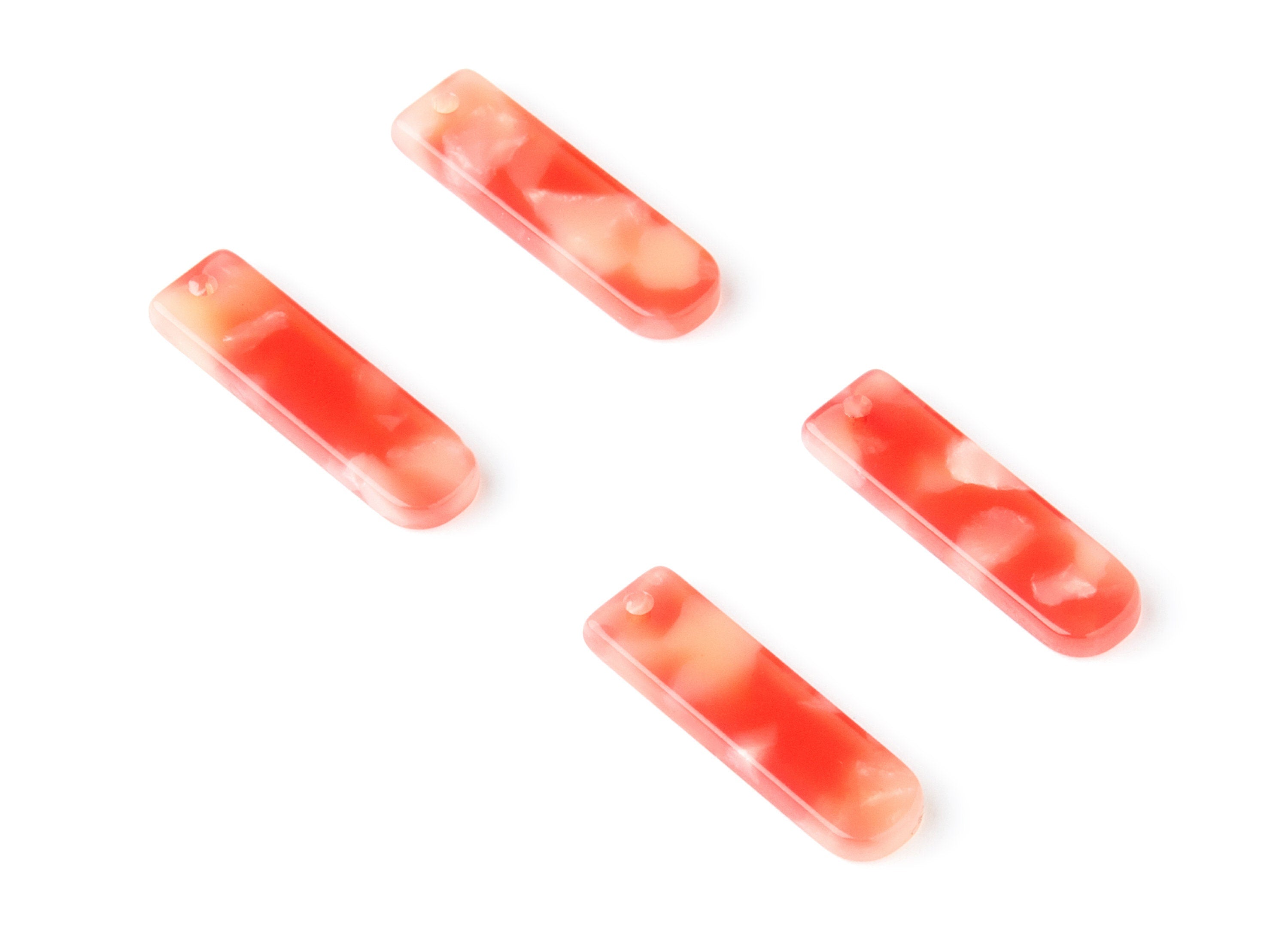 Acetate Acrylic Earring Charm - Tortoise Shell Earrings - Bar Shaped Pendant - 1 Hole - Color Code:A34 - 23.65x6.74x2.6mm - AC1354V - DOMEDBAZAAR