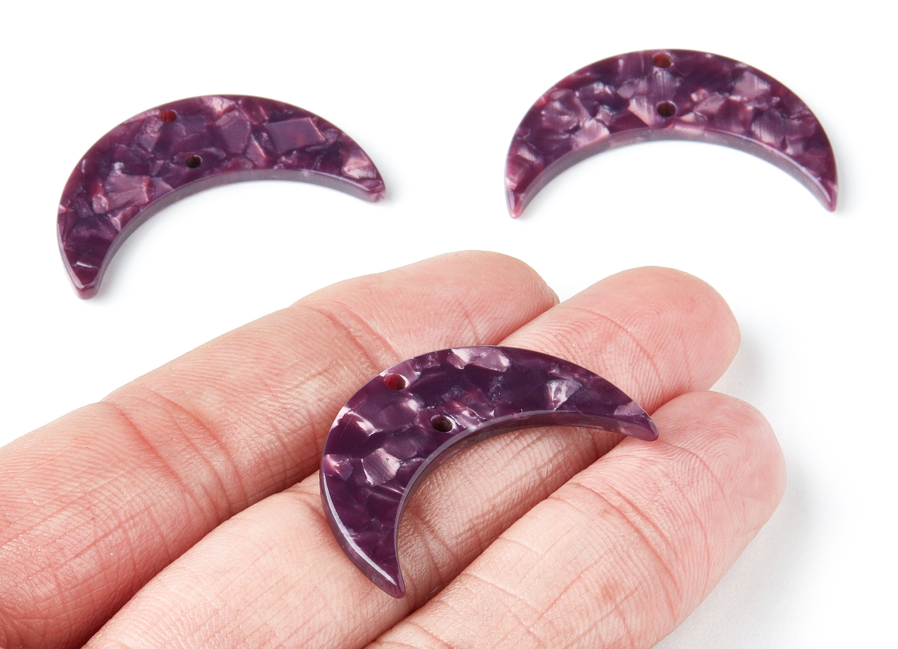 Acetate Moon Earring Charms - Acetate Moon Pendant - Earring Findings - Jewelry Supplies - Color Code: A41 - 34.71x21.66x2.87mm - AC1366T - DOMEDBAZAAR