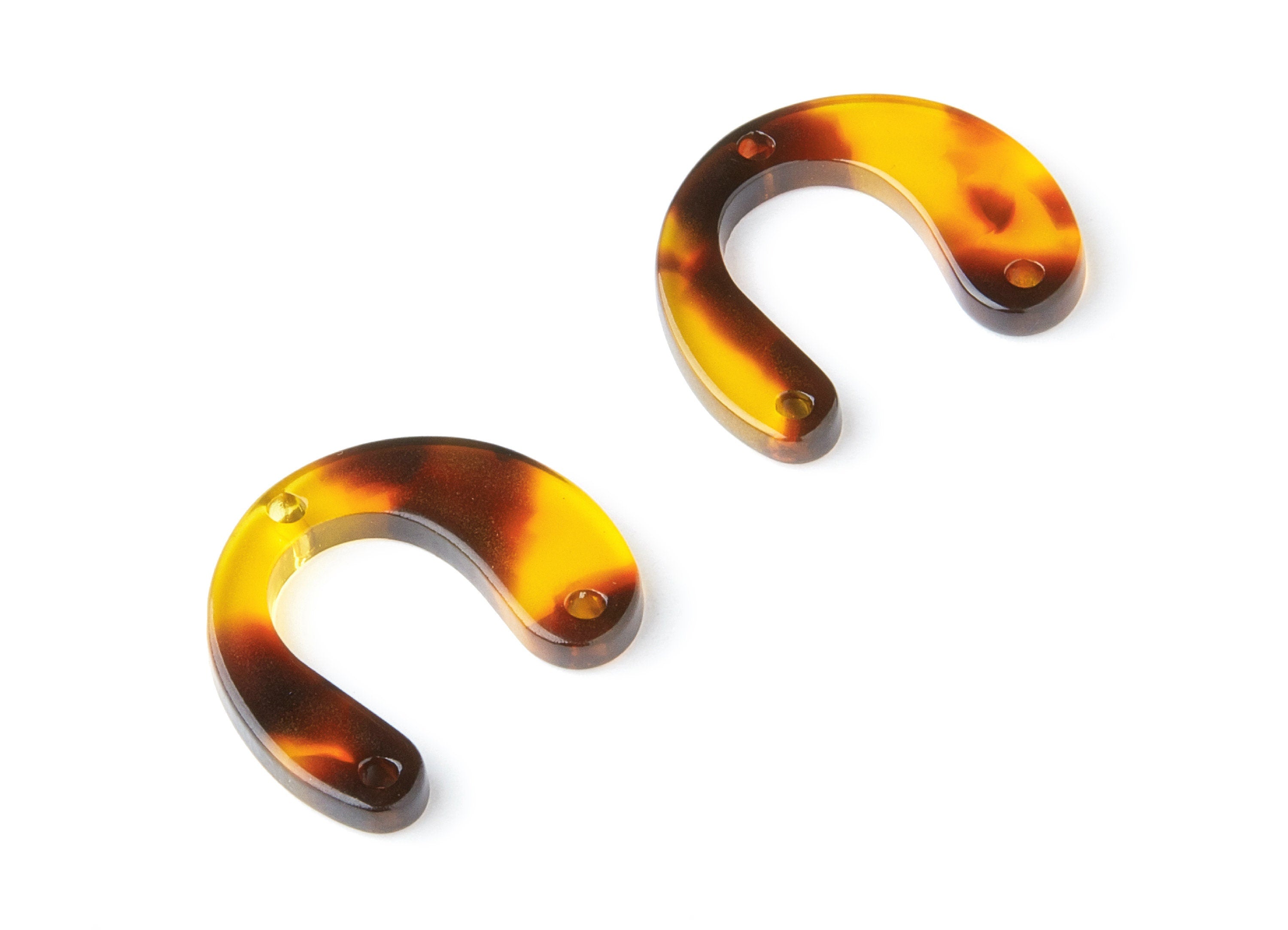 Acetate Acrylic Charms - 3 Holes - Tortoise Shell Earrings - U Pendant - Jewelry Supplies - Color Code: A05 - 24.2x20.8x2.84mm - AC1379B - DOMEDBAZAAR
