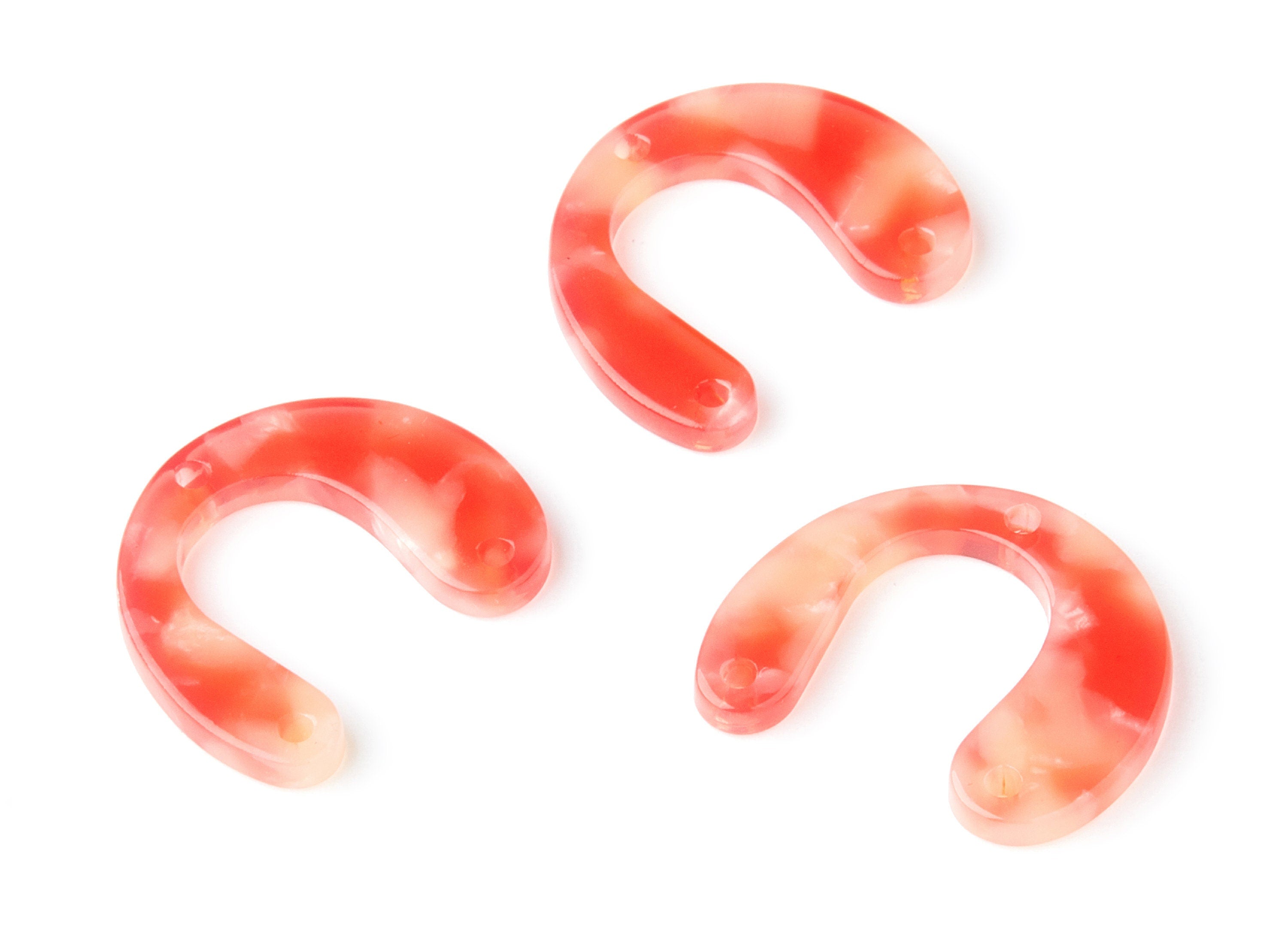 Acetate U Earring Charms - U Pendant With 3 Holes - Earring Findings - Jewelry Supplies - Color Code: A34 - 24.2x20.8x2.84mm - AC1379C - DOMEDBAZAAR