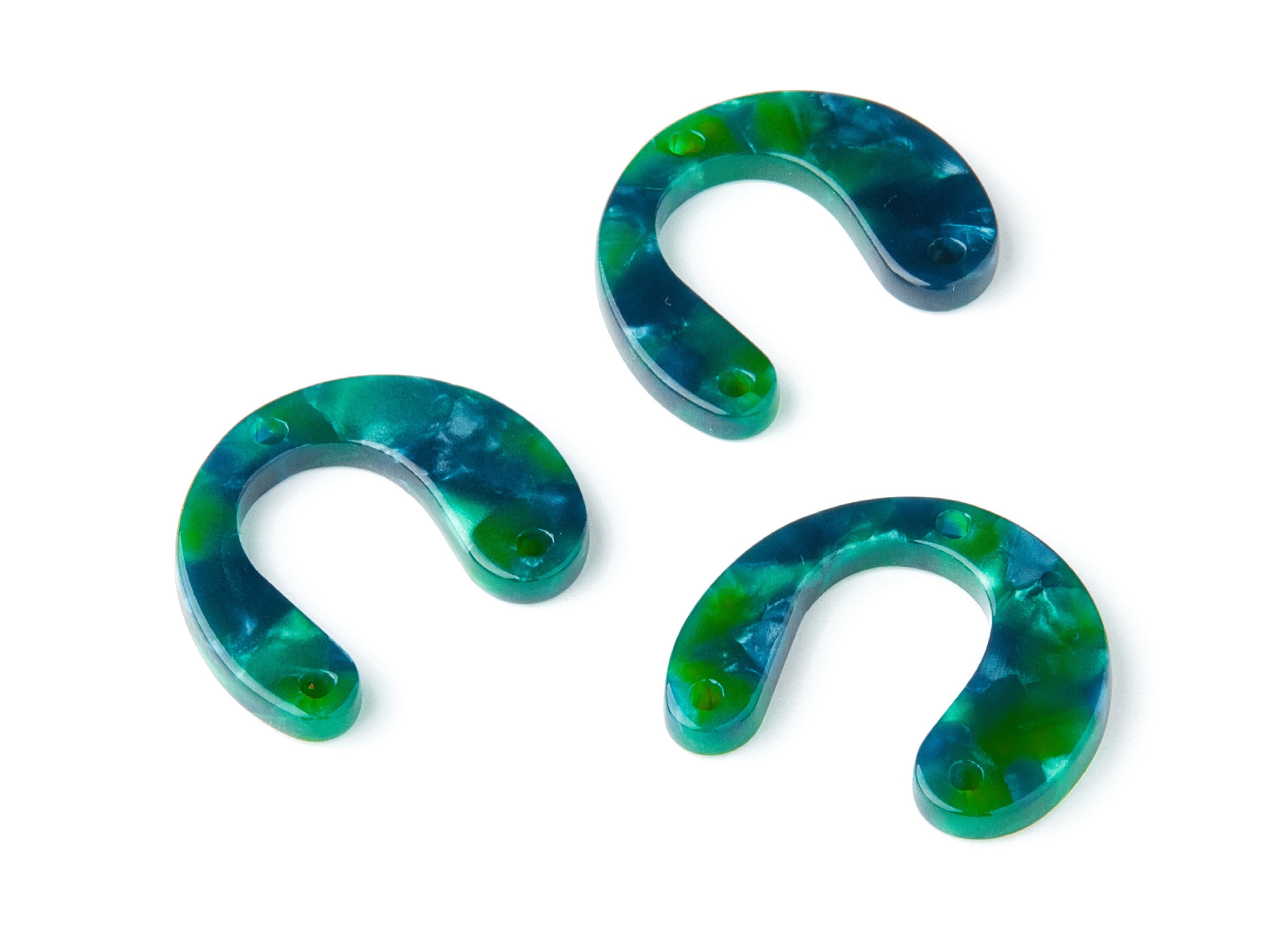 Acetate U Earring Charms - U Pendant With 3 Holes - Earring Findings - Jewelry Supplies - Color Code: A13 - 24.2x20.8x2.84mm - AC1379F - DOMEDBAZAAR