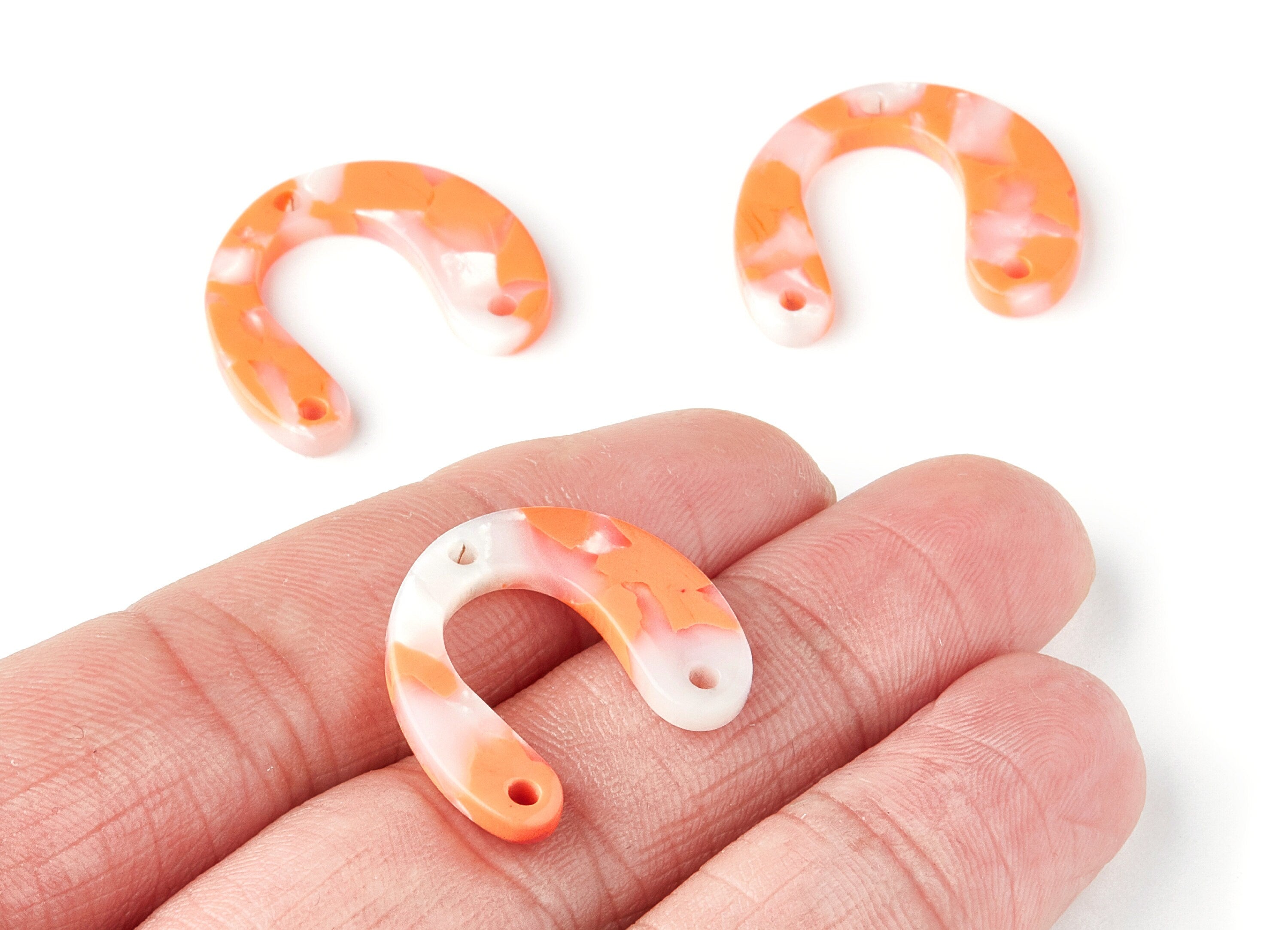 Acetate U Earring Charms - U Pendant With 3 Holes - Earring Findings - Jewelry Supplies - Color Code: A39 - 24.2x20.8x2.84mm - AC1379G - DOMEDBAZAAR