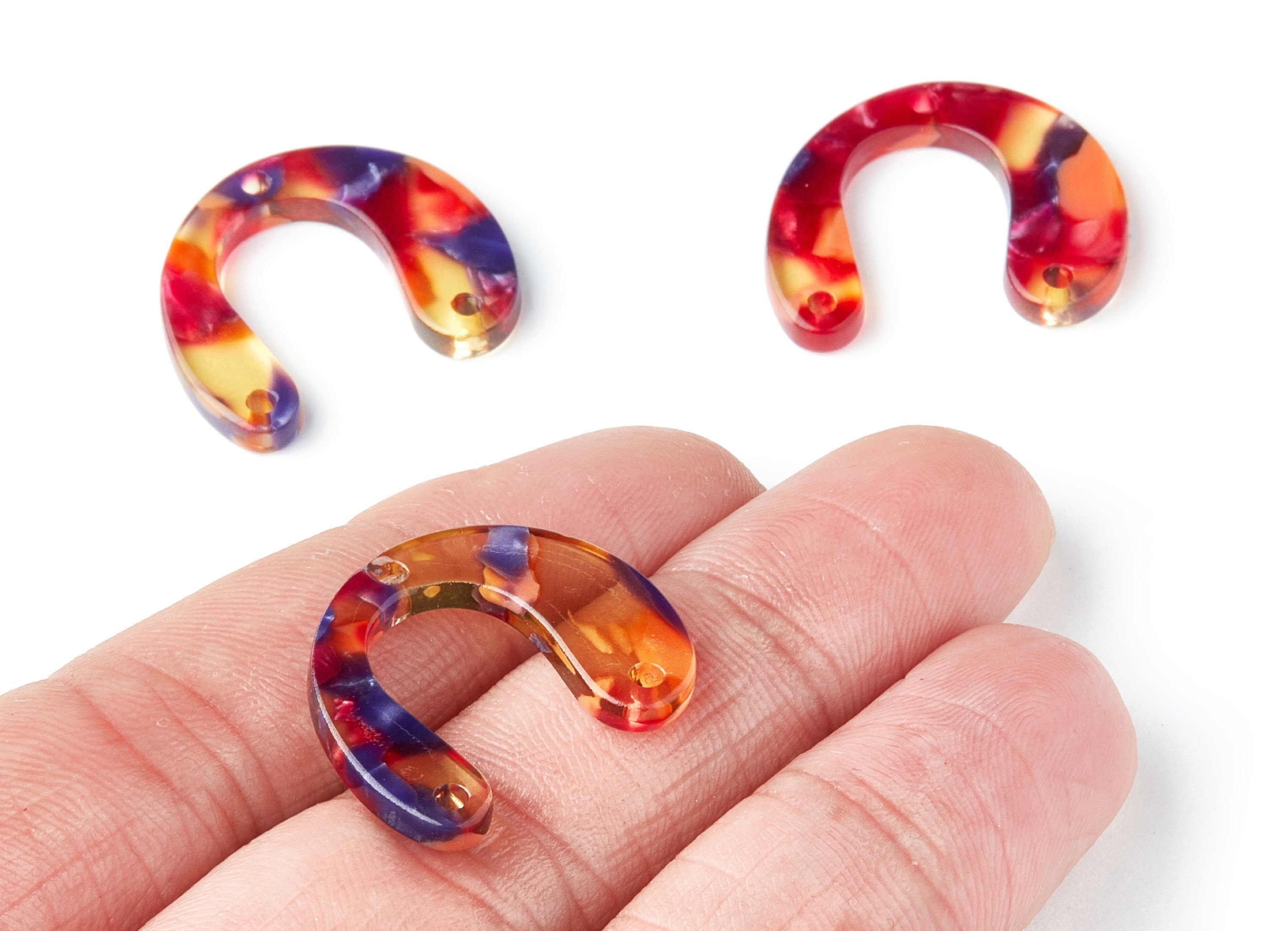 Acetate U Earring Charms - U Pendant With 3 Holes - Earring Findings - Jewelry Supplies - Color Code: A44 - 24.2x20.8x2.84mm - AC1379N - DOMEDBAZAAR