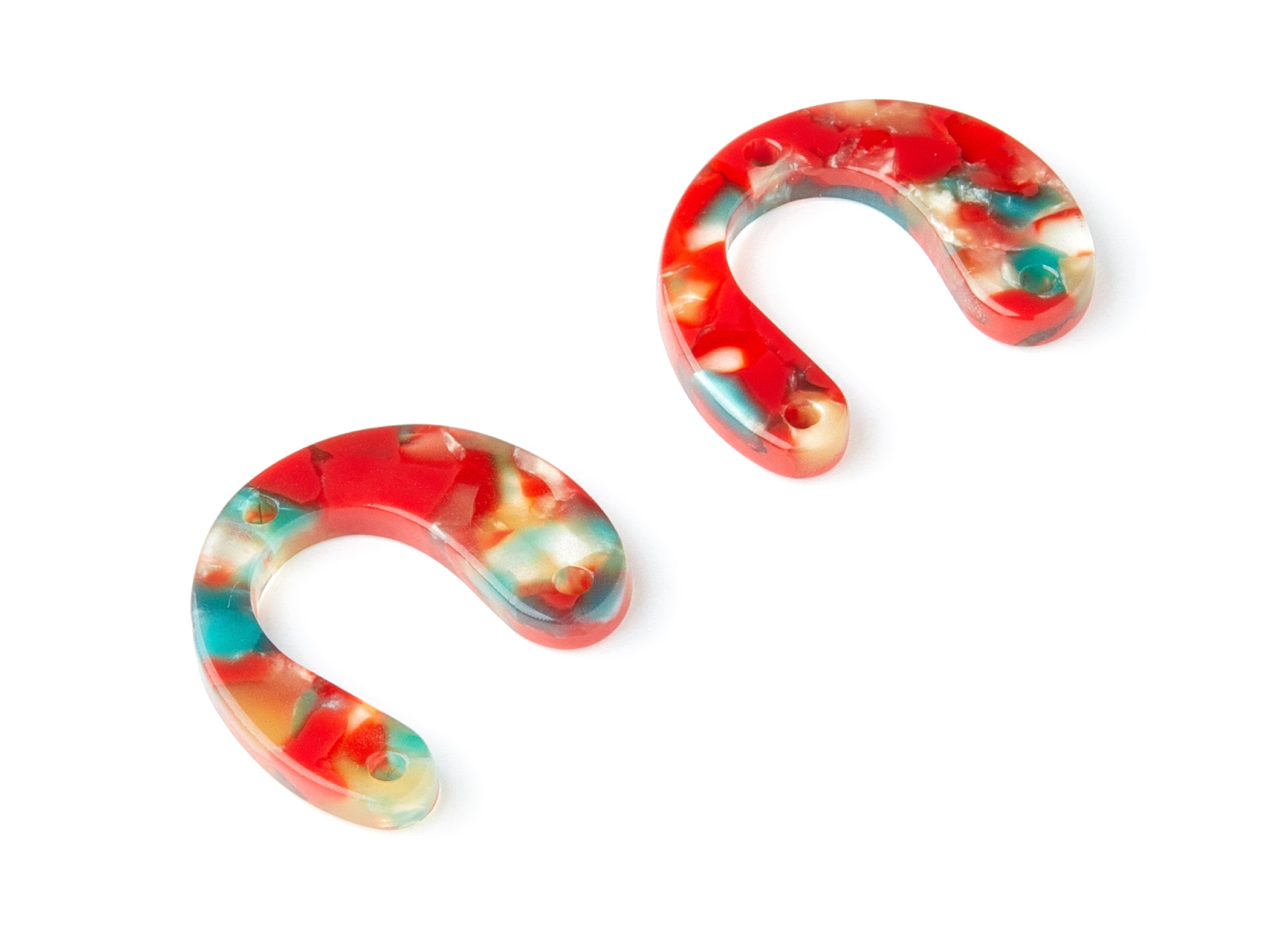 Acetate U Earring Charms - U Pendant With 3 Holes - Earring Findings - Jewelry Supplies - Color Code: A46 - 24.2x20.8x2.84mm - AC1379R - DOMEDBAZAAR