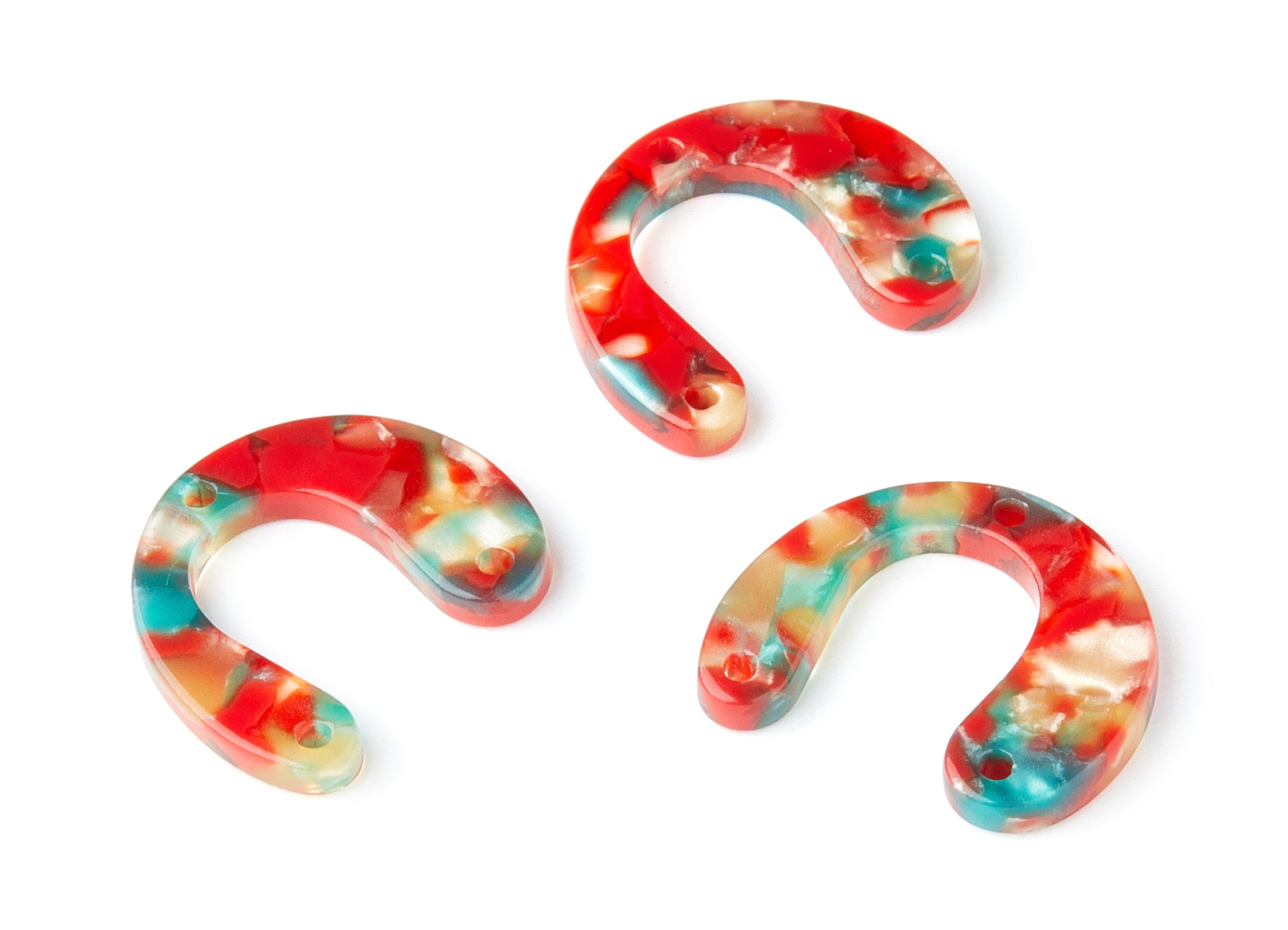 Acetate U Earring Charms - U Pendant With 3 Holes - Earring Findings - Jewelry Supplies - Color Code: A46 - 24.2x20.8x2.84mm - AC1379R - DOMEDBAZAAR