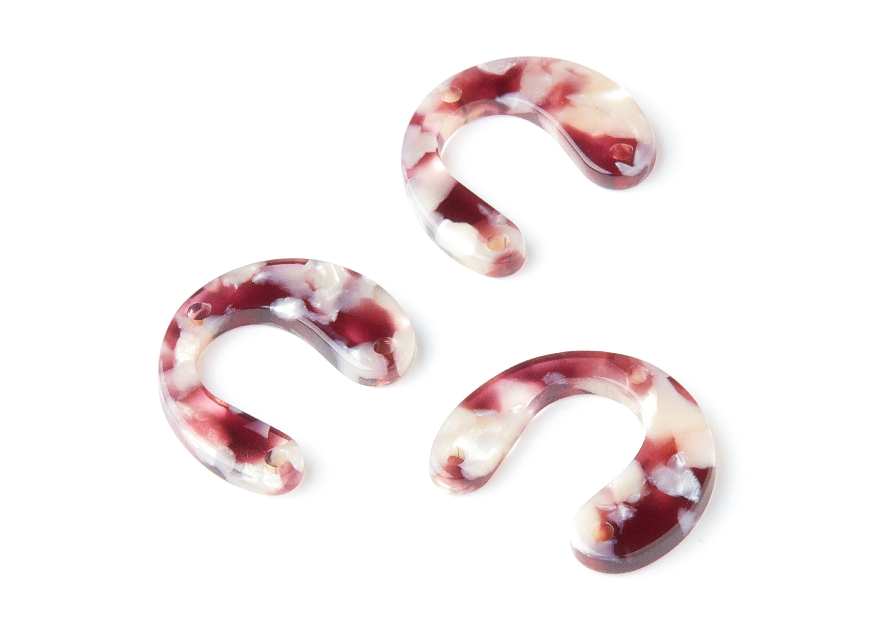 Acetate U Earring Charms White 3 Holes - U Pendant - Earring Findings - Jewelry Supplies - Color Code: A42 - 24.2x20.8x2.84mm - AC1379T - DOMEDBAZAAR