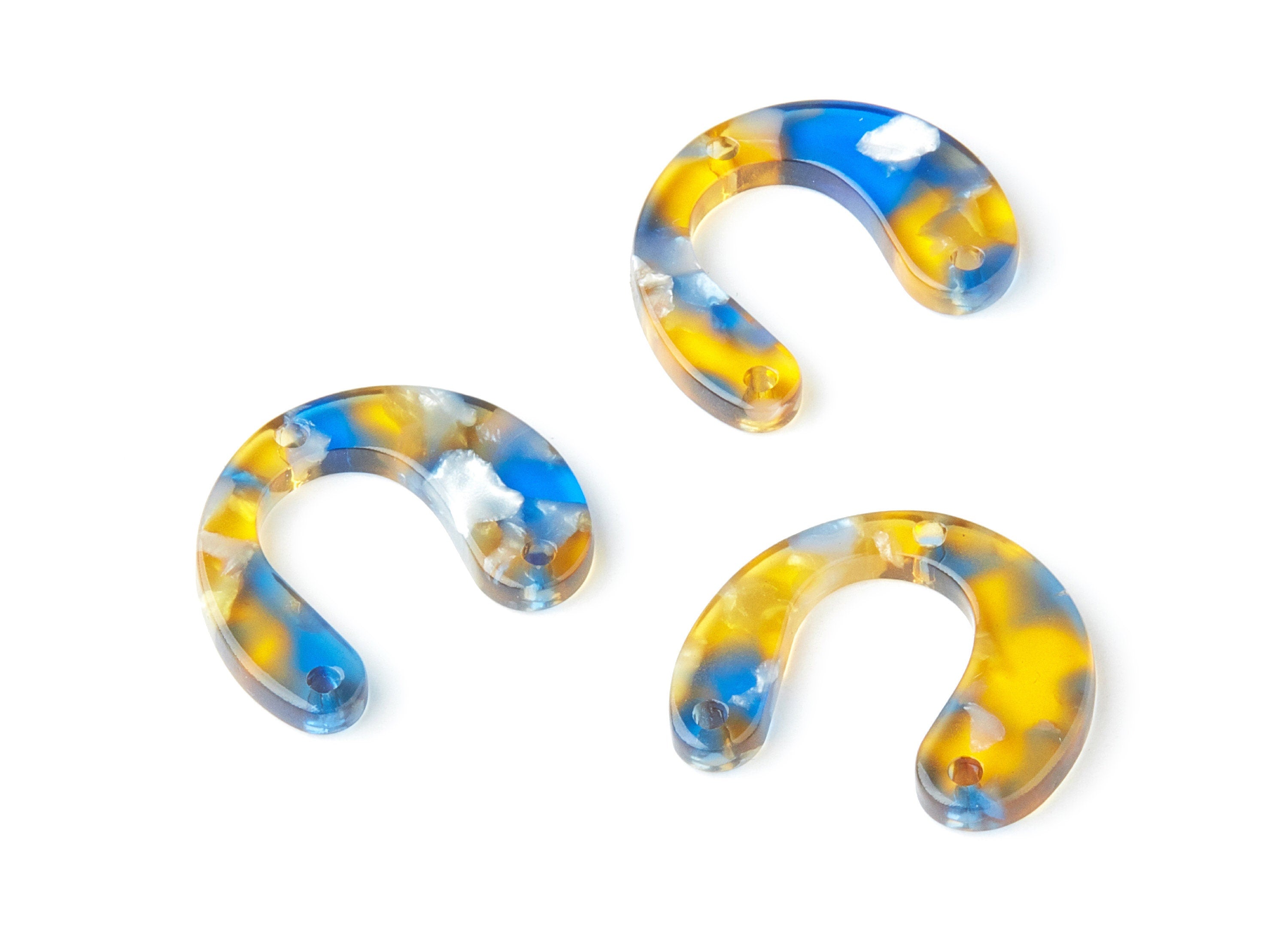 Acetate U Earring Charms - U Shaped Pendant With 3 Holes - Earring Findings - Jewelry Supplies - Color Code: A40 - 24x20.8x2.84mm - AC1379V - DOMEDBAZAAR