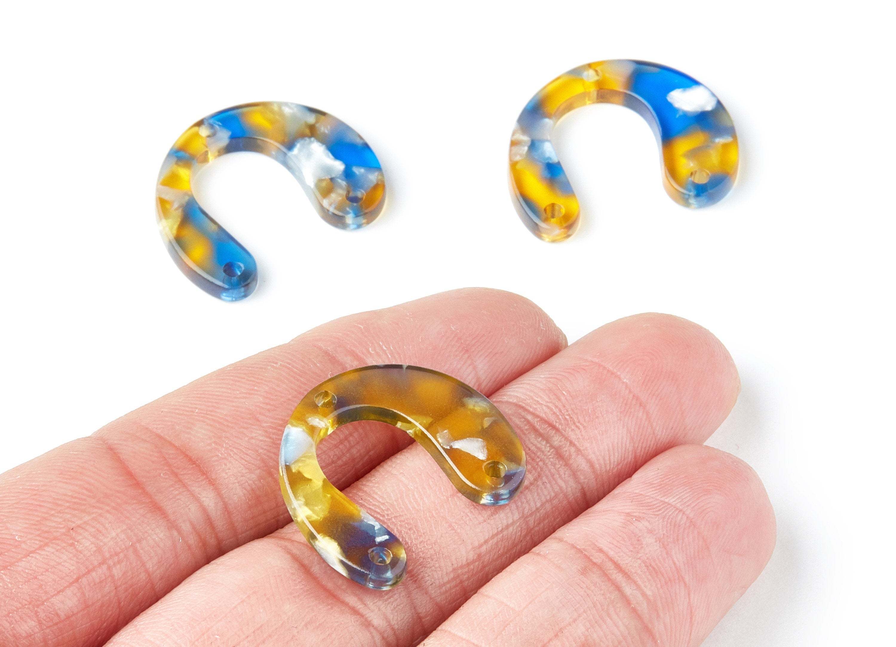 Acetate U Earring Charms - U Shaped Pendant With 3 Holes - Earring Findings - Jewelry Supplies - Color Code: A40 - 24x20.8x2.84mm - AC1379V - DOMEDBAZAAR