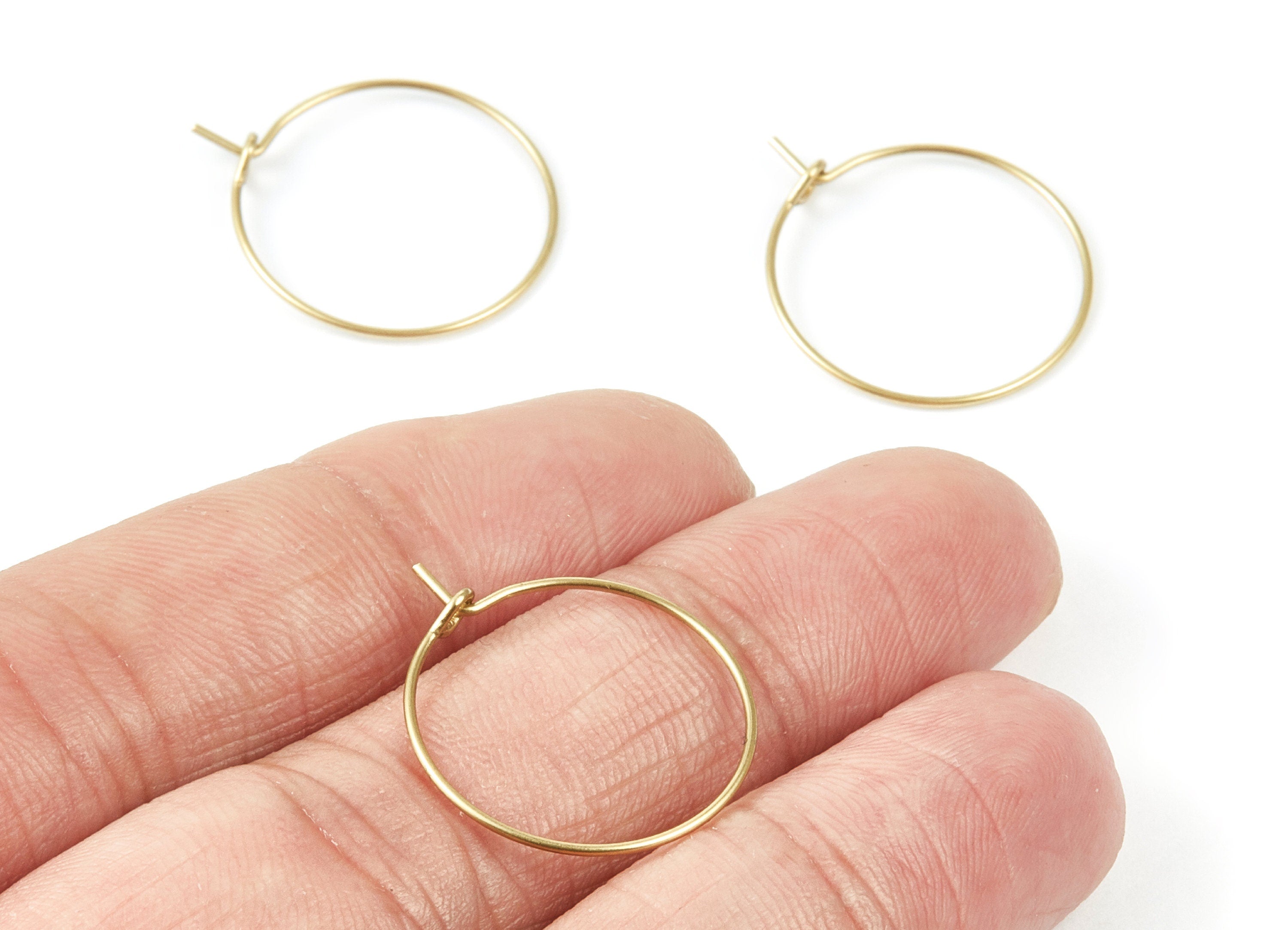 Brass Earring Hoops - Raw Brass Ear Wire 20 - Geometric Earring Findings - Jewelry Supplies - 20x20x0,7mm - PP1501 - DOMEDBAZAAR
