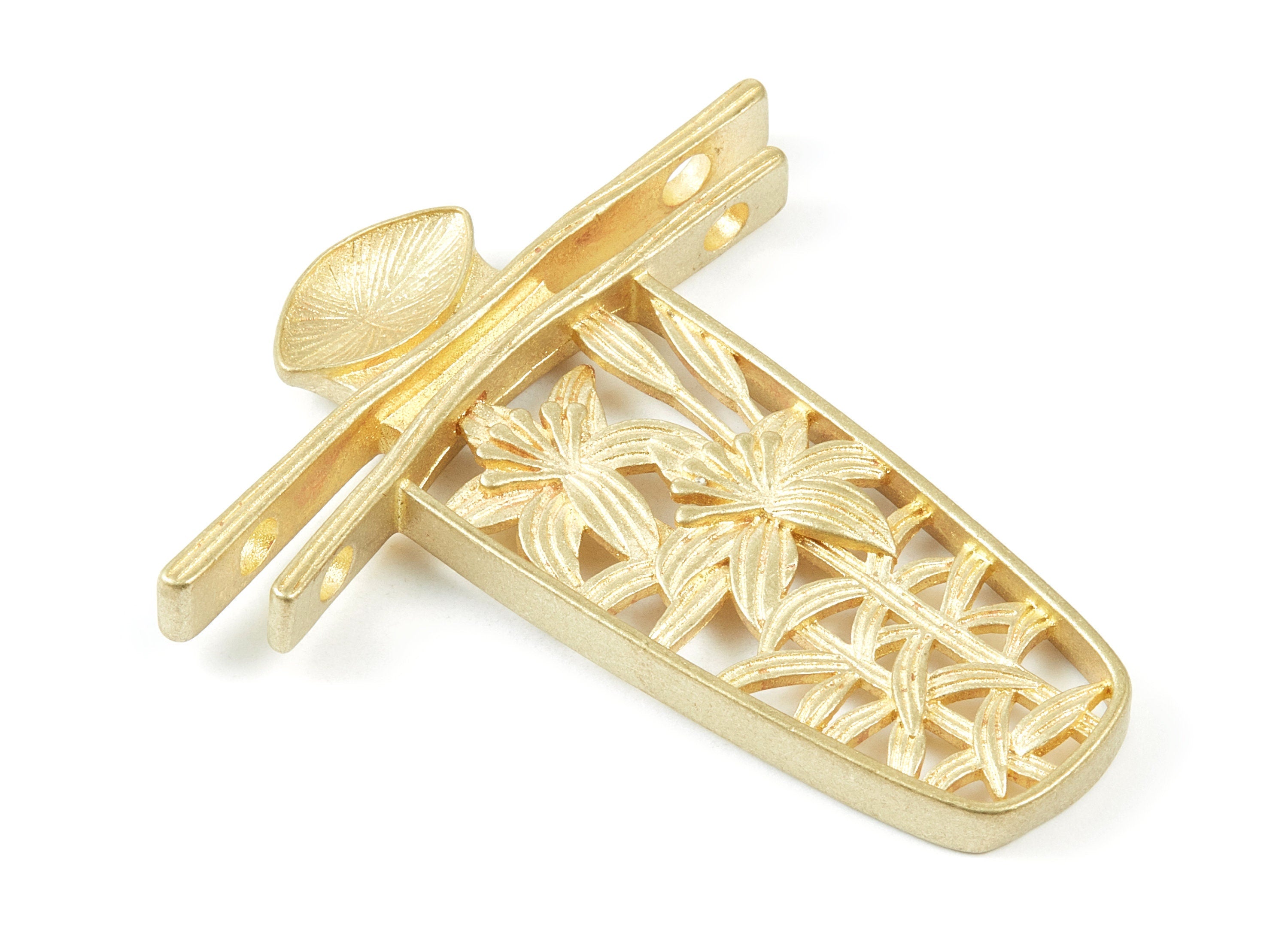 Brass Flower Charms - Vase Shape Raw Brass Pendant With 4 Holes - Jewelry Supplies - 64.5x58.5x5.67mm - PP1524 - DOMEDBAZAAR