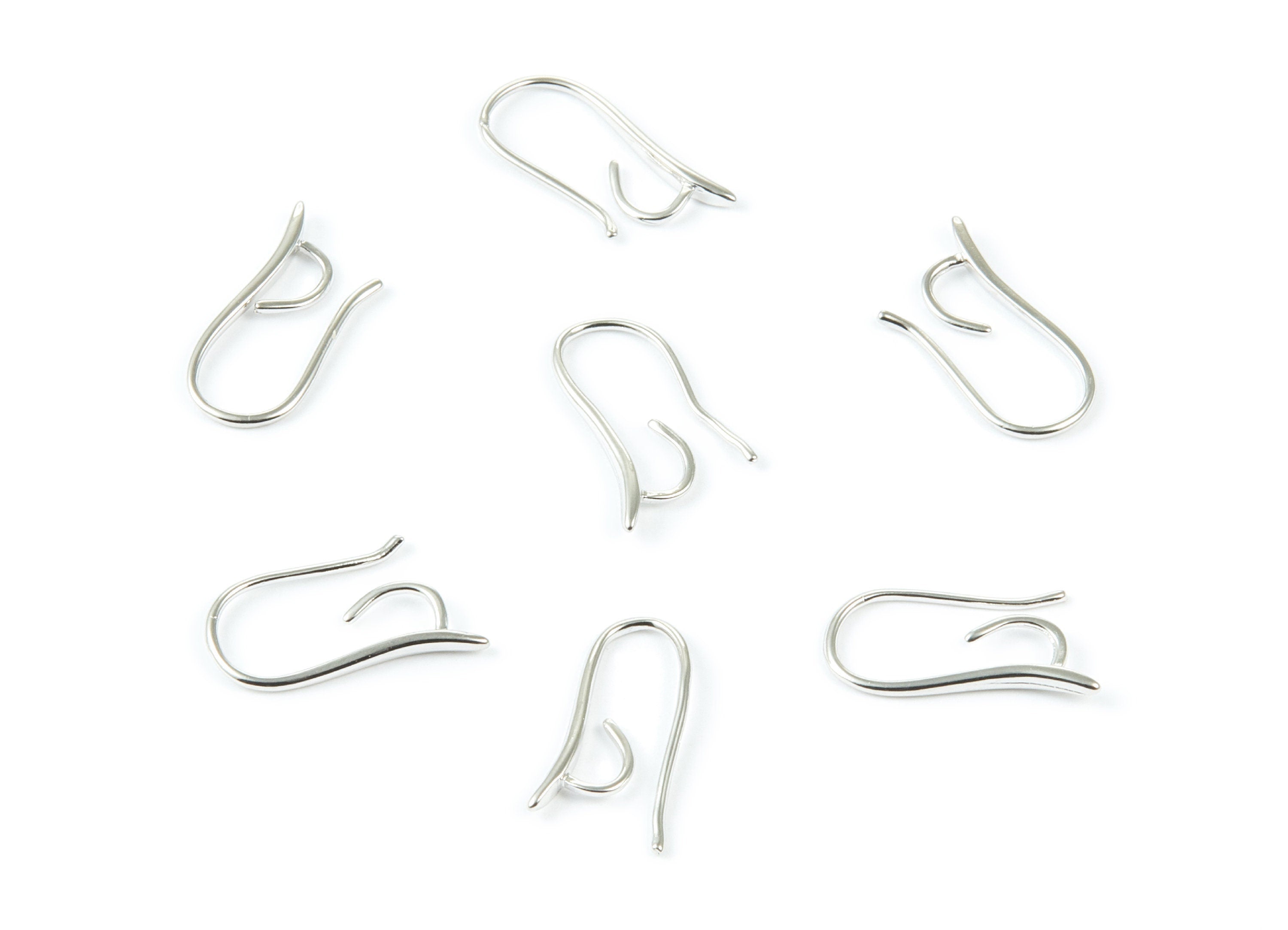 Brass Earring Wires - Brass Earring Hooks - 18K White Gold Plated Earring Wire - Jewelry Supplies - 14,9x7,9x1,57mm - RGP1030 - DOMEDBAZAAR