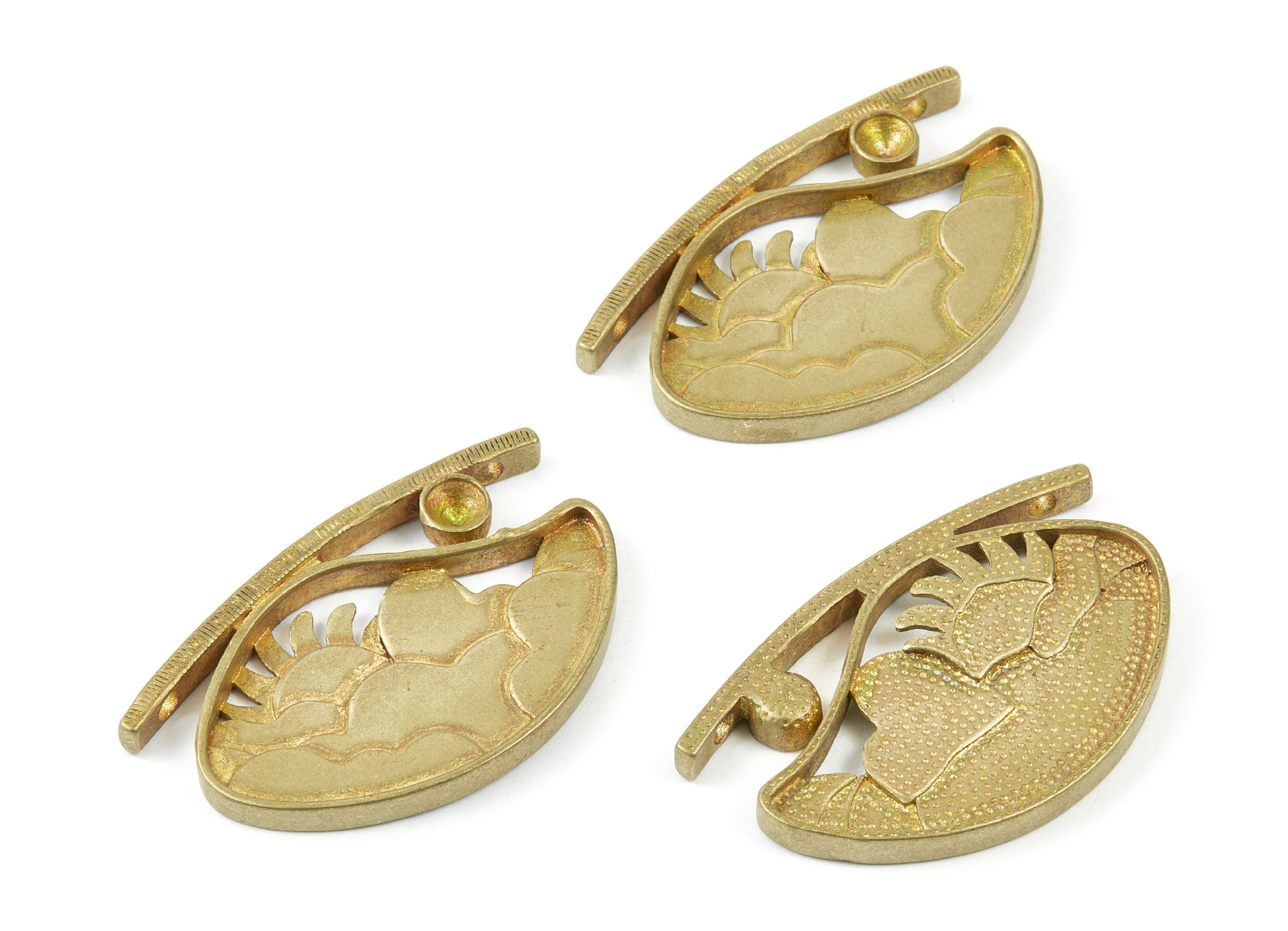 Brass Sun and Clouds Charms - Sun and Clouds Raw Brass Pendant - Jewelry Supplies - 48.29x30.56x4.15mm - PP1532 - DOMEDBAZAAR