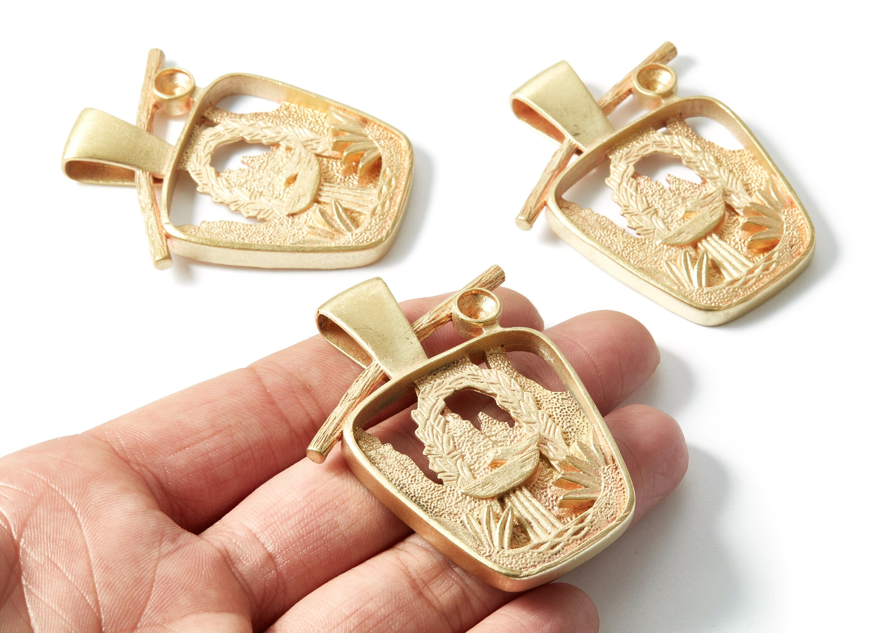 Brass Bird Charms - Birds Raw Brass Pendant - Jewelry Supplies - 59x49.25x7.87mm - PP1525 - DOMEDBAZAAR