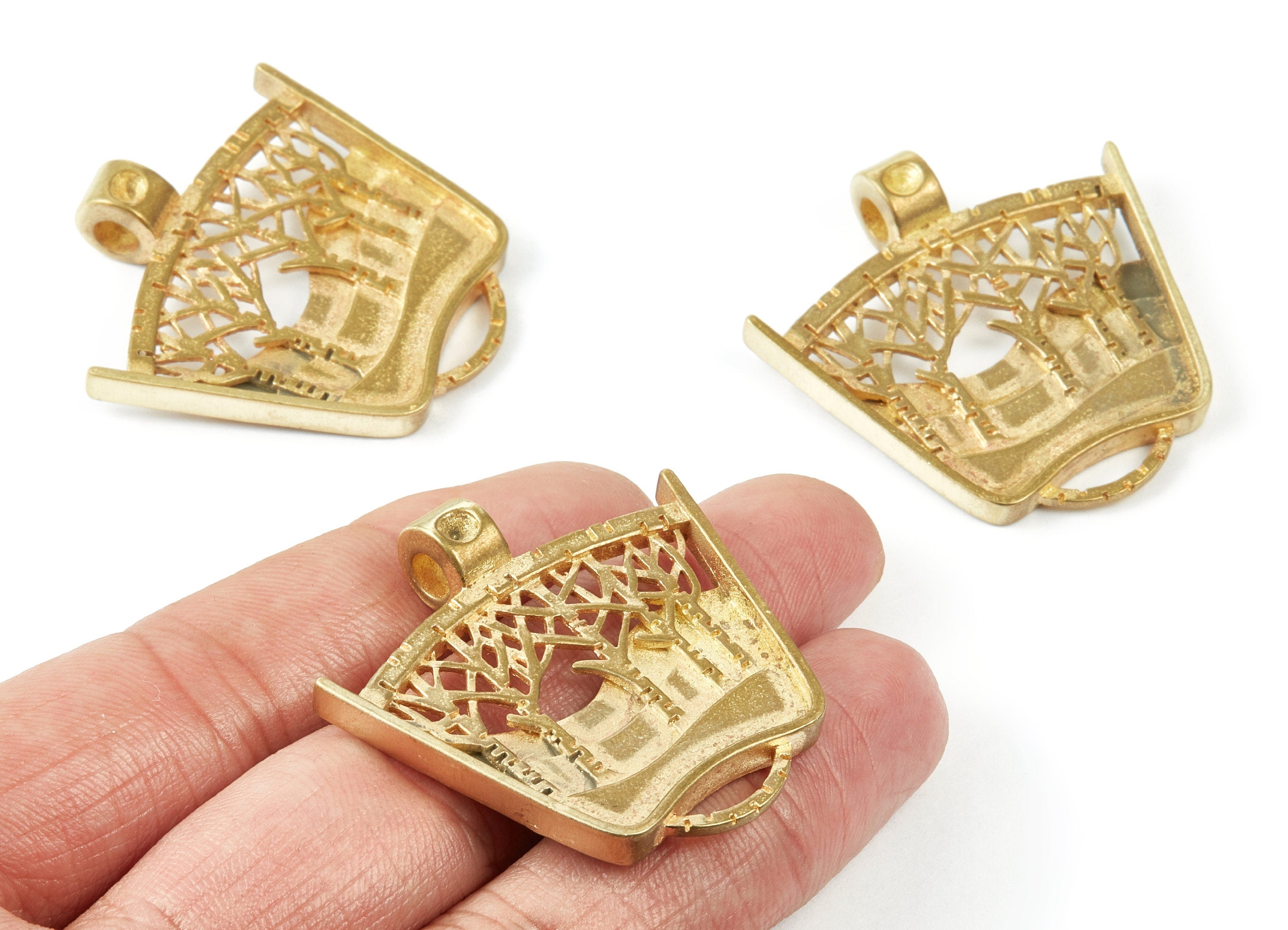 Brass Tree Charms - Forest Raw Brass Pendant - Jewelry Supplies - 40x39.7x8.55mm - PP1528 - DOMEDBAZAAR