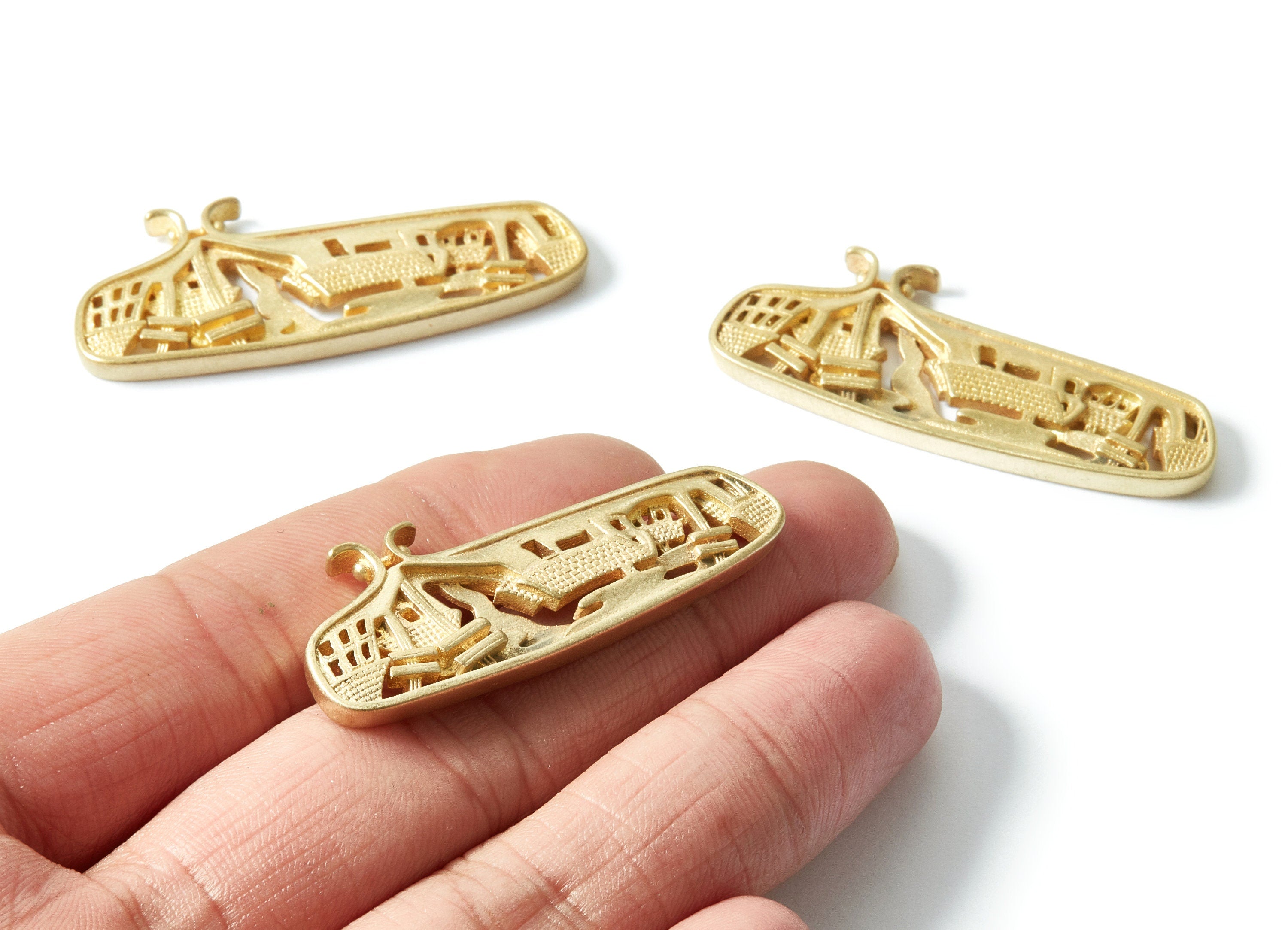 Brass House Charms - House Raw Brass Pendant - Jewelry Supplies - 48.65x18.7x3.37mm - PP1530 - DOMEDBAZAAR