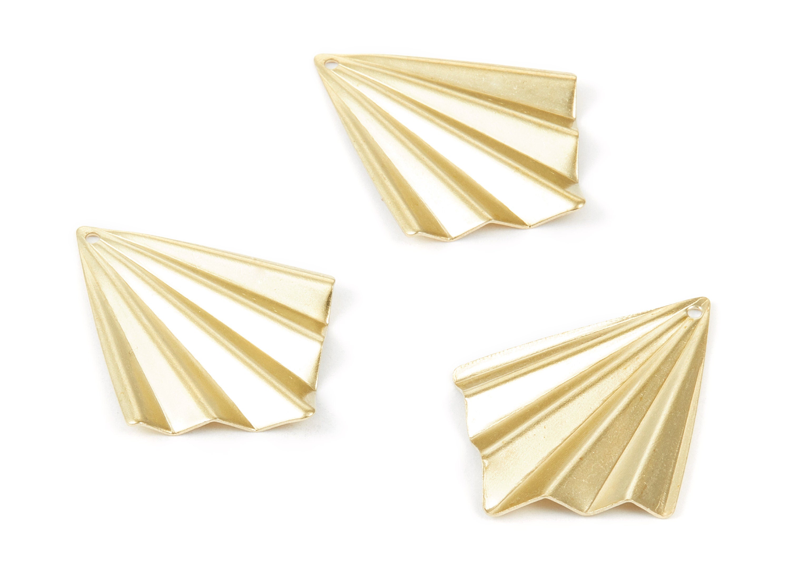 Brass Fan Charms - Fan shaped Raw Brass Pendant - Earring Findings - Jewelry Supplies - 35x27.22x2.45mm - PP1957 - DOMEDBAZAAR