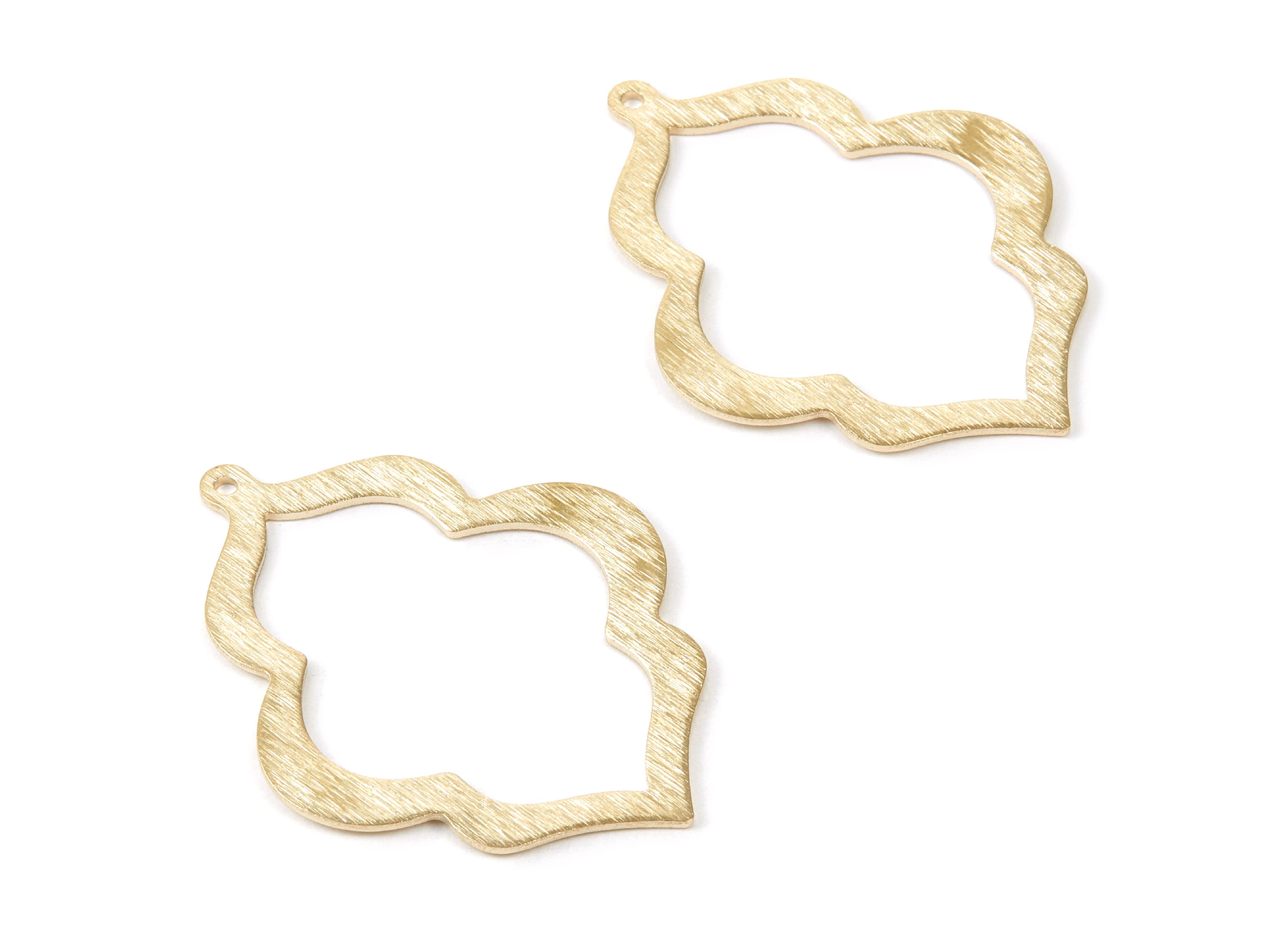 Brass Geometric Charms - Textured Geometric shaped Raw Brass Pendant - Earring Findings - Jewelry Supplies - 49x37.8x1mm - PP1836 - DOMEDBAZAAR