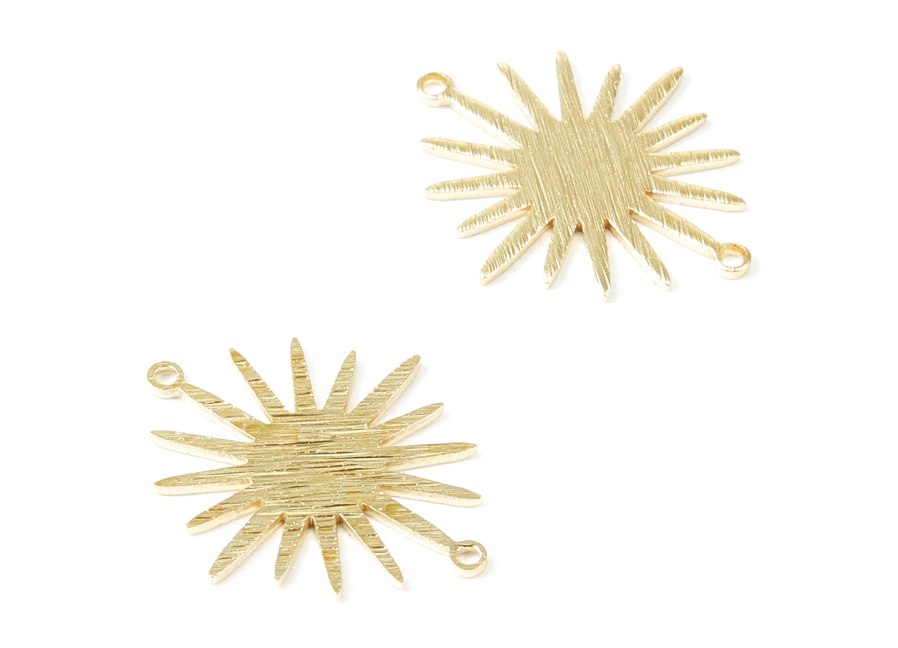 Brass Sun Charms - Textured Sun Shaped Raw Brass Connector with 2 Hole - Jewelry Supplies - 26.6x22.12x1mm - PP1824 - DOMEDBAZAAR