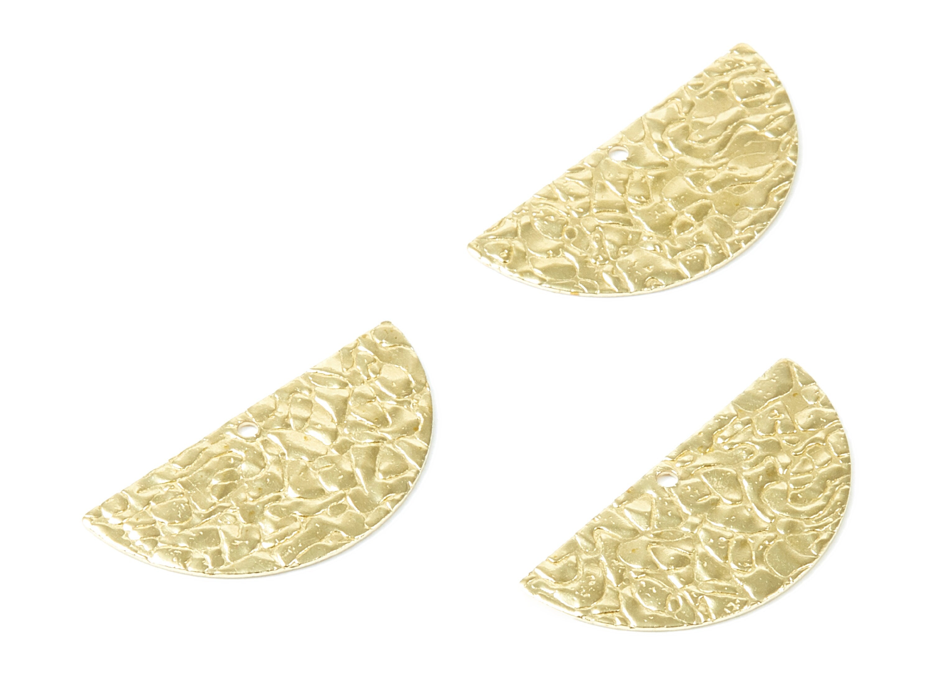 Brass Half moon Charms - Fish Scale Textured Semi Circle Raw Brass Pendant - Earring Findings - Jewelry Supplies - 25x12.5x0.66mm - PP2082 - DOMEDBAZAAR