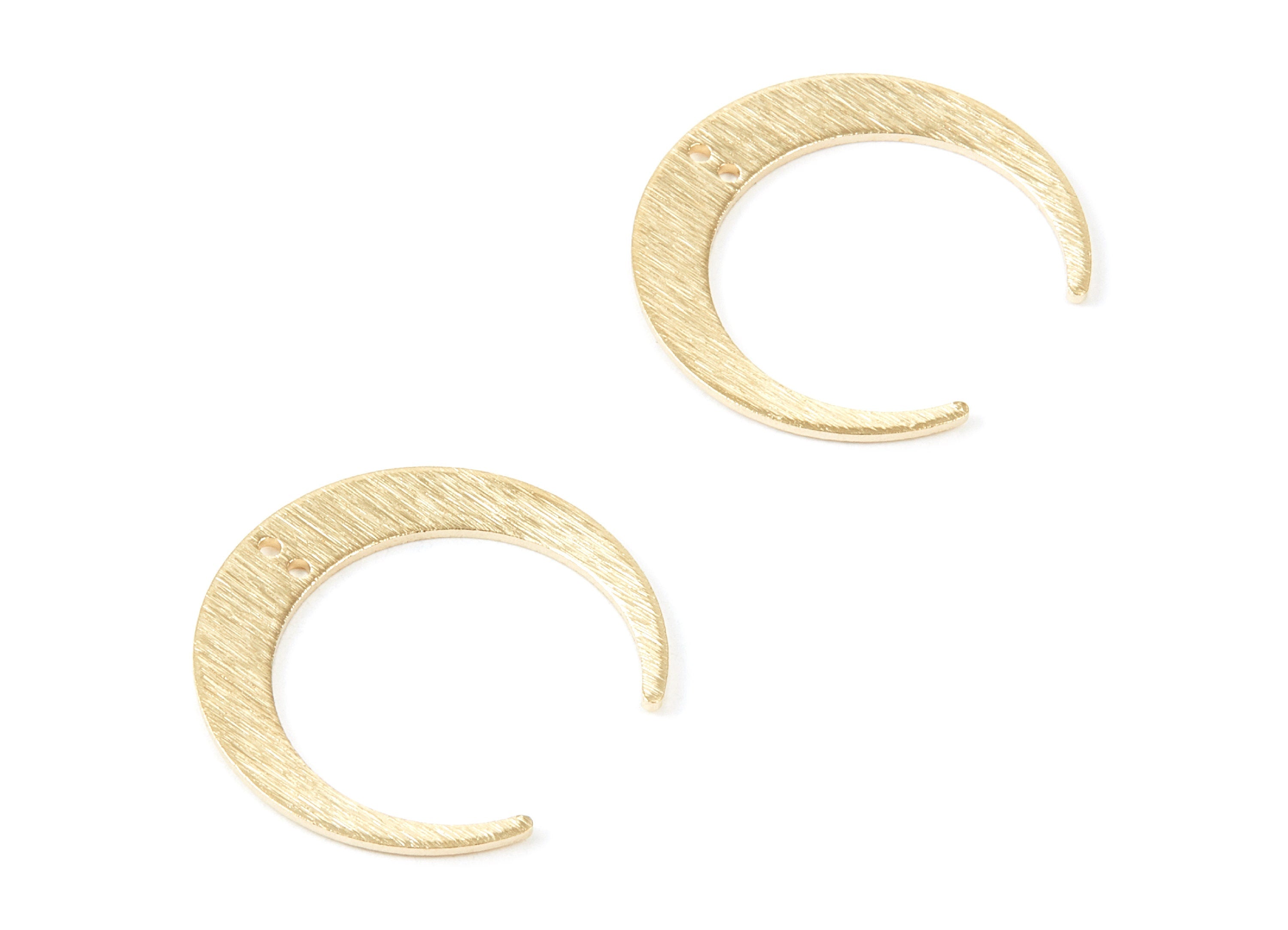 Brass Moon Charms - Moon Shaped Raw Brass Connector with 2 Hole - Jewelry Supplies - 27.15x25.82x1mm - PP1884 - DOMEDBAZAAR