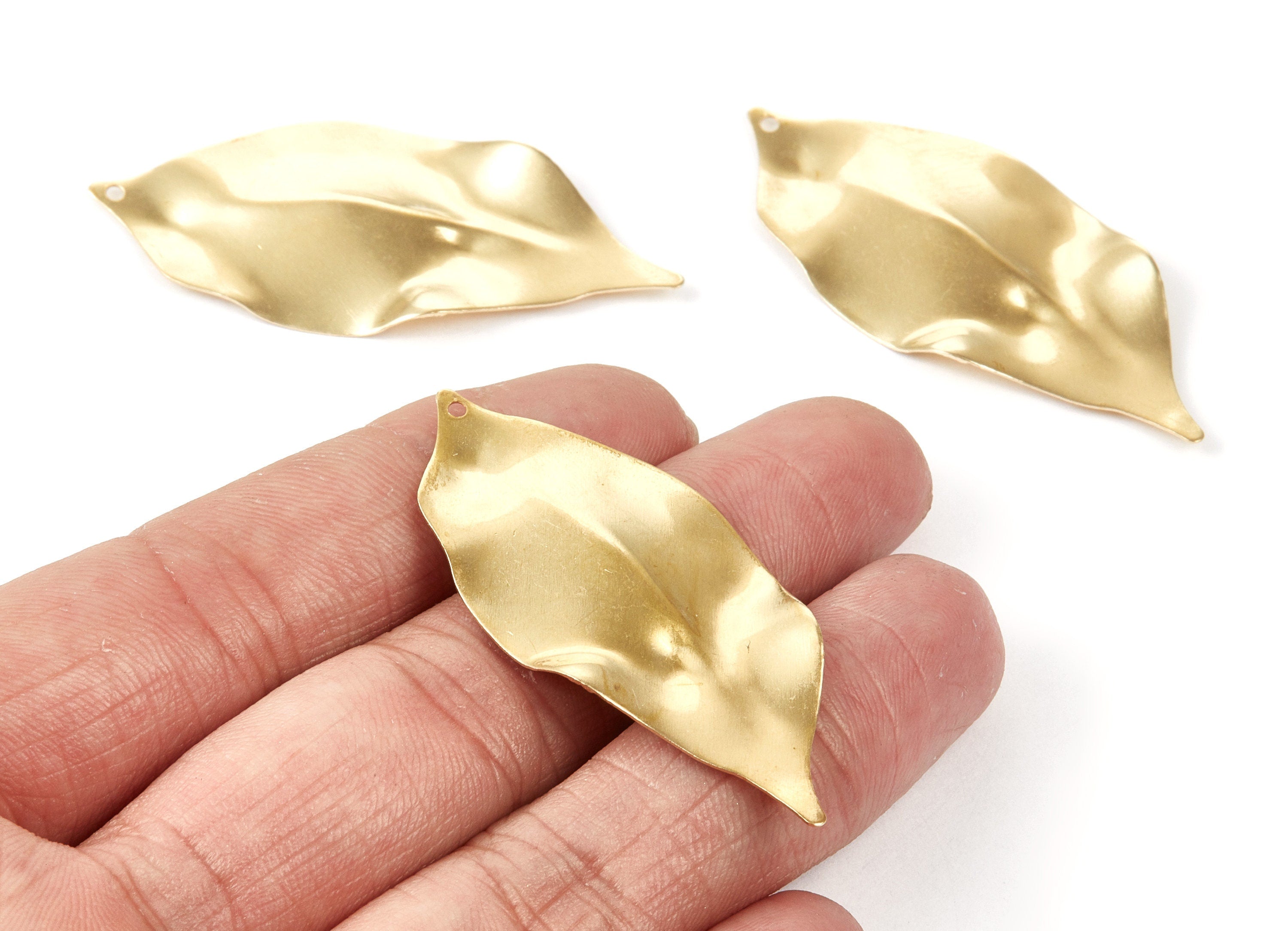 Brass Leaf Charms - Leaf Shaped Raw Brass Pendant - Earring Findings - Jewelry Supplies - 52.7x23.45x0.5mm - PP1854 - DOMEDBAZAAR