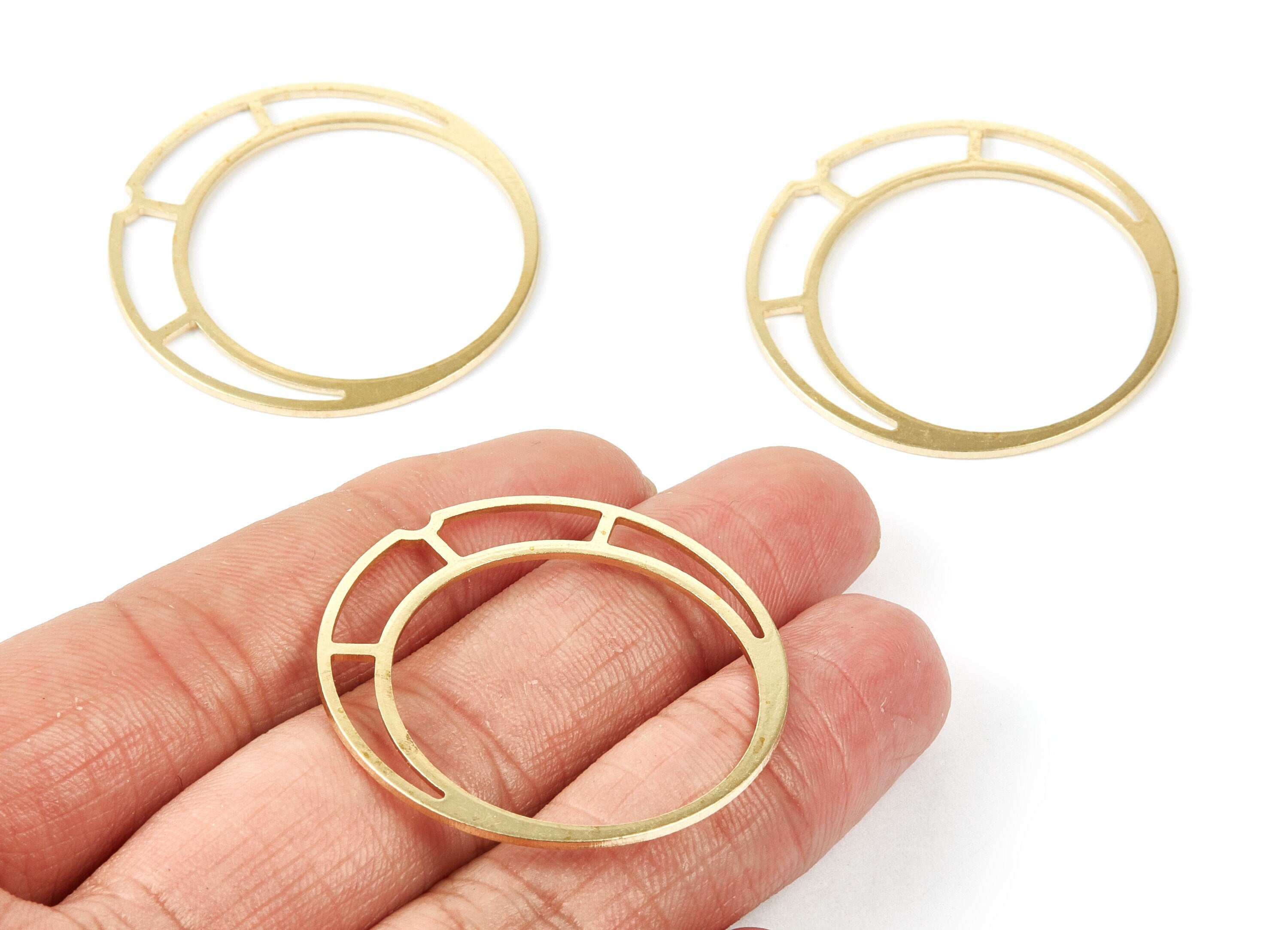 Brass Circle Charms - Circle Shaped Raw Brass Pendant - Earring Findings - Jewelry Supplies - 38.75x38.75x1mm - PP2066 - DOMEDBAZAAR
