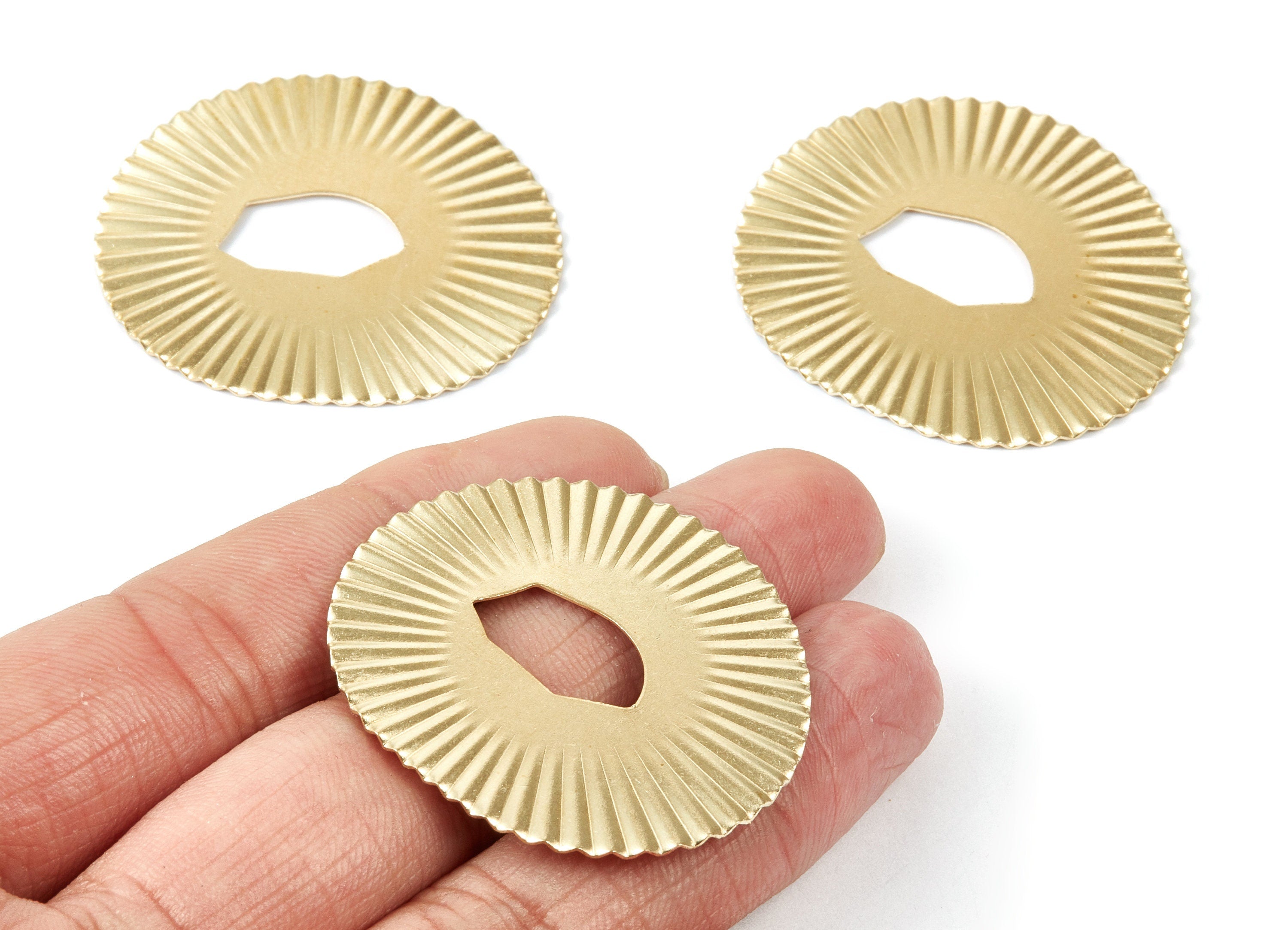 Brass Oval Charms - Oval Shaped Raw Brass Pendant - Earring Findings - Jewelry Supplies - 41.84x37.83x0.96mm - PP2113 - DOMEDBAZAAR