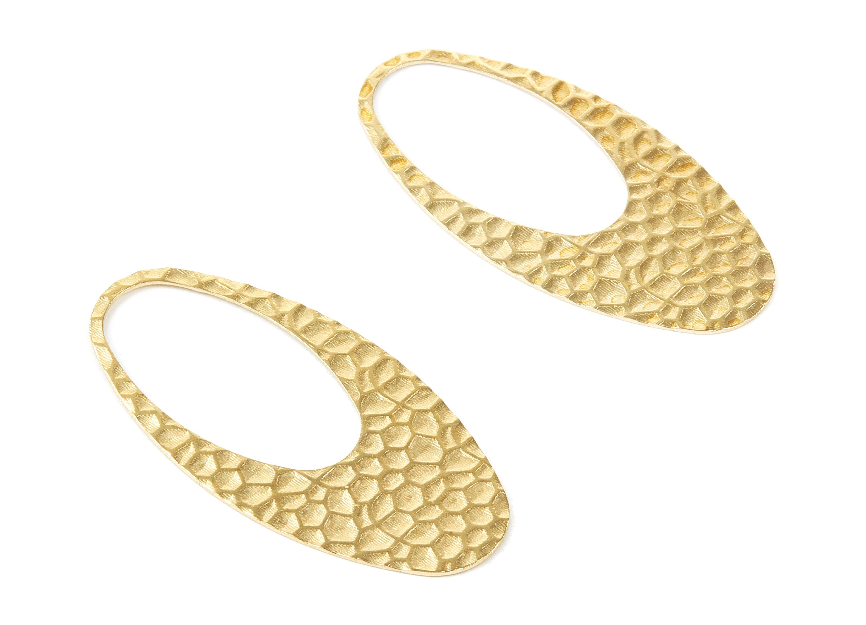 Brass Hammered Oval Charms - Hammered Oval Stamping Blanks Raw Brass Pendant - Jewelry Supplies - 48.8x23.6x0.62mm - PP1921 - DOMEDBAZAAR