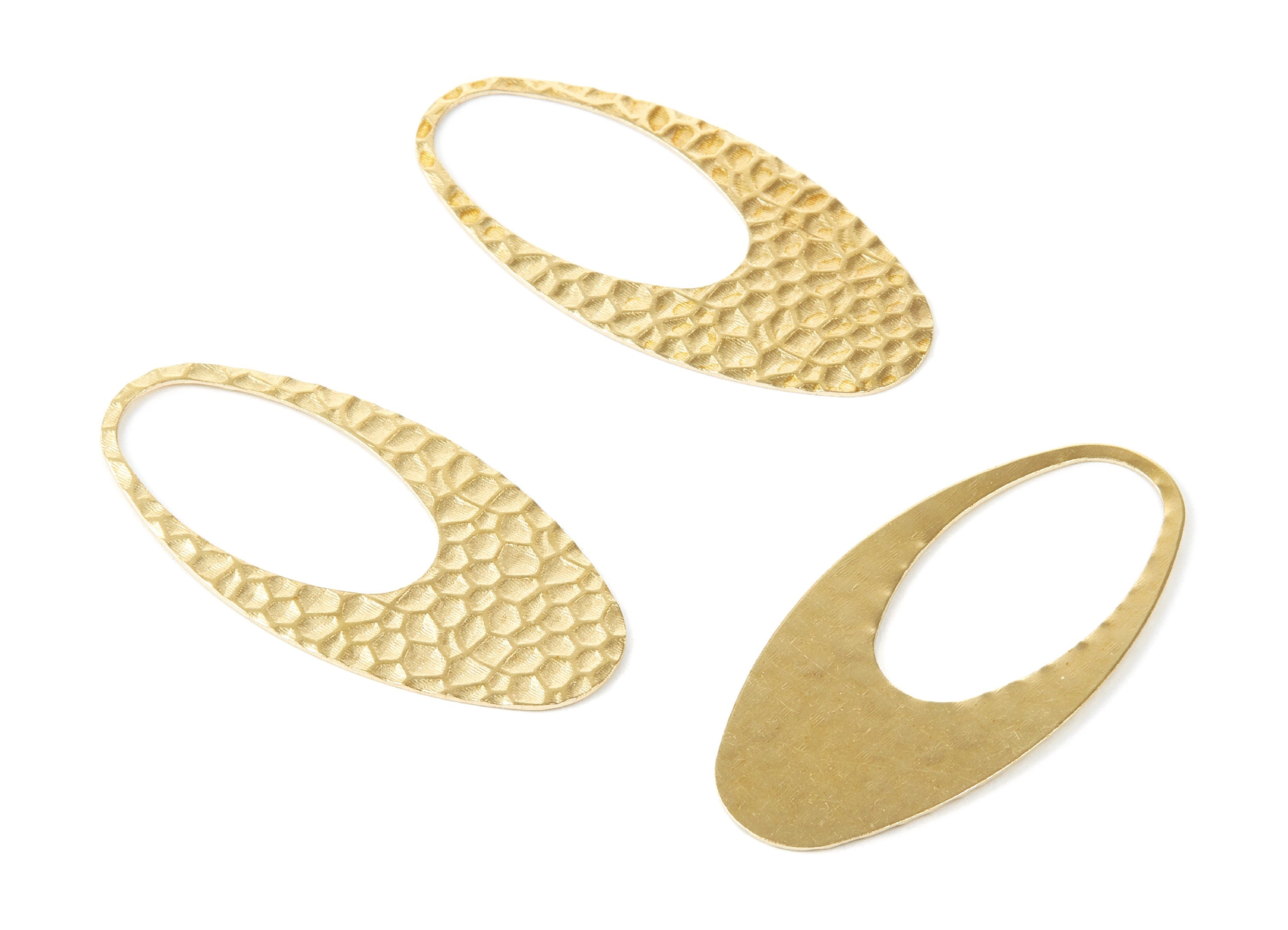 Brass Hammered Oval Charms - Hammered Oval Stamping Blanks Raw Brass Pendant - Jewelry Supplies - 48.8x23.6x0.62mm - PP1921 - DOMEDBAZAAR