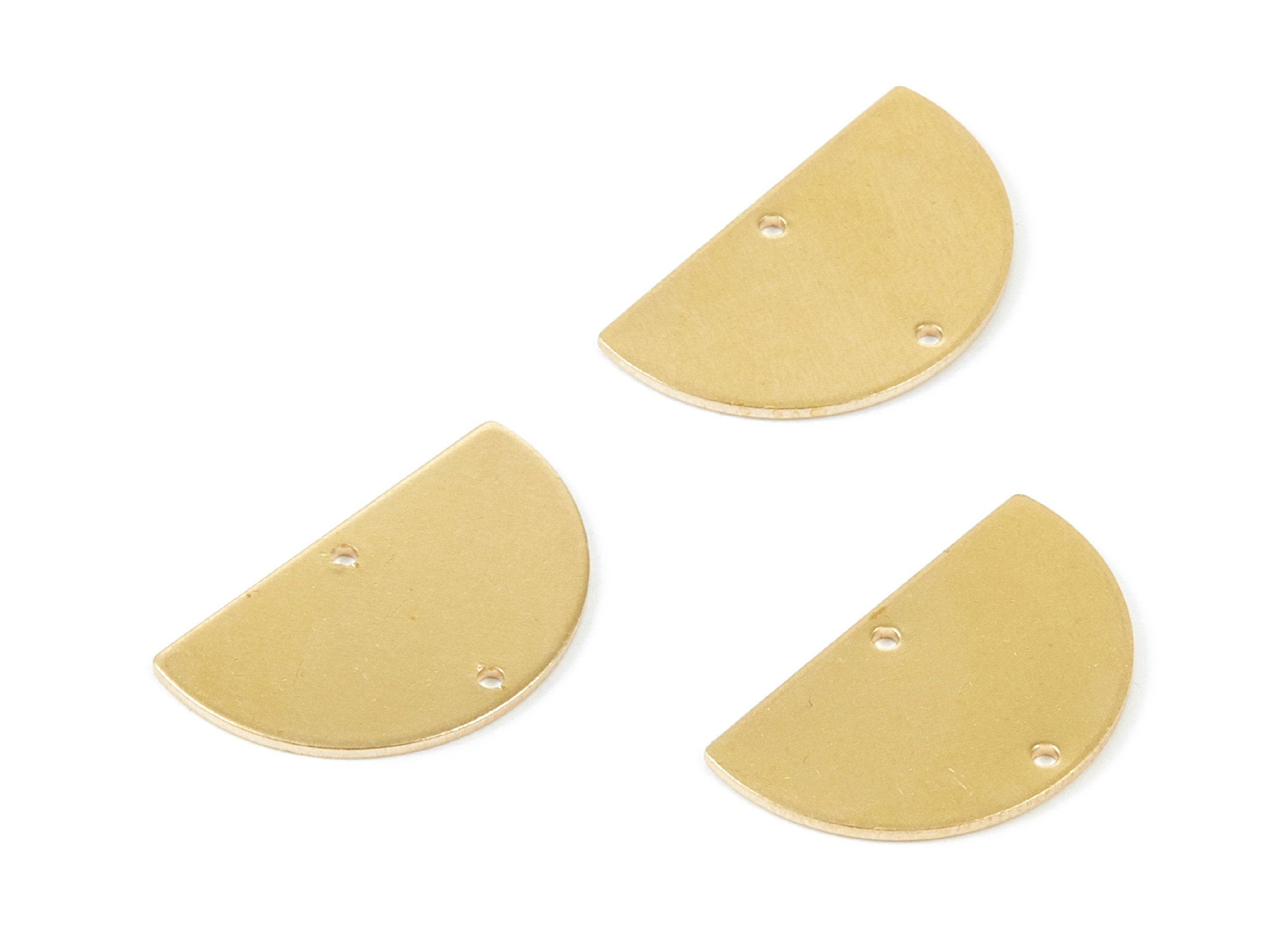 Personalized stamping blank - Brass Half Round Charms - Half Round Shaped Raw Brass Connector with 2 Holes - 21,4x12,9x0,81mm - PP1819 - DOMEDBAZAAR